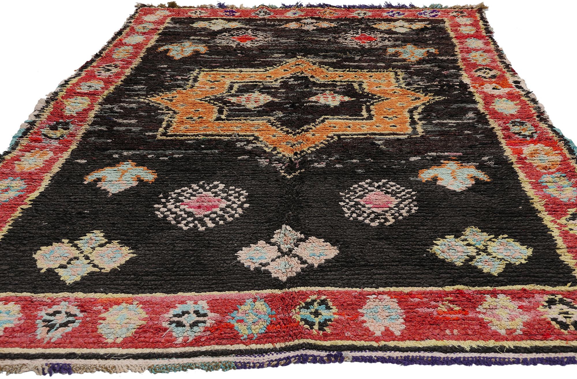 Tribal Vintage Boucherouite Moroccan Azilal Rag Rug, Sustainability Meets Cozy Nomad For Sale