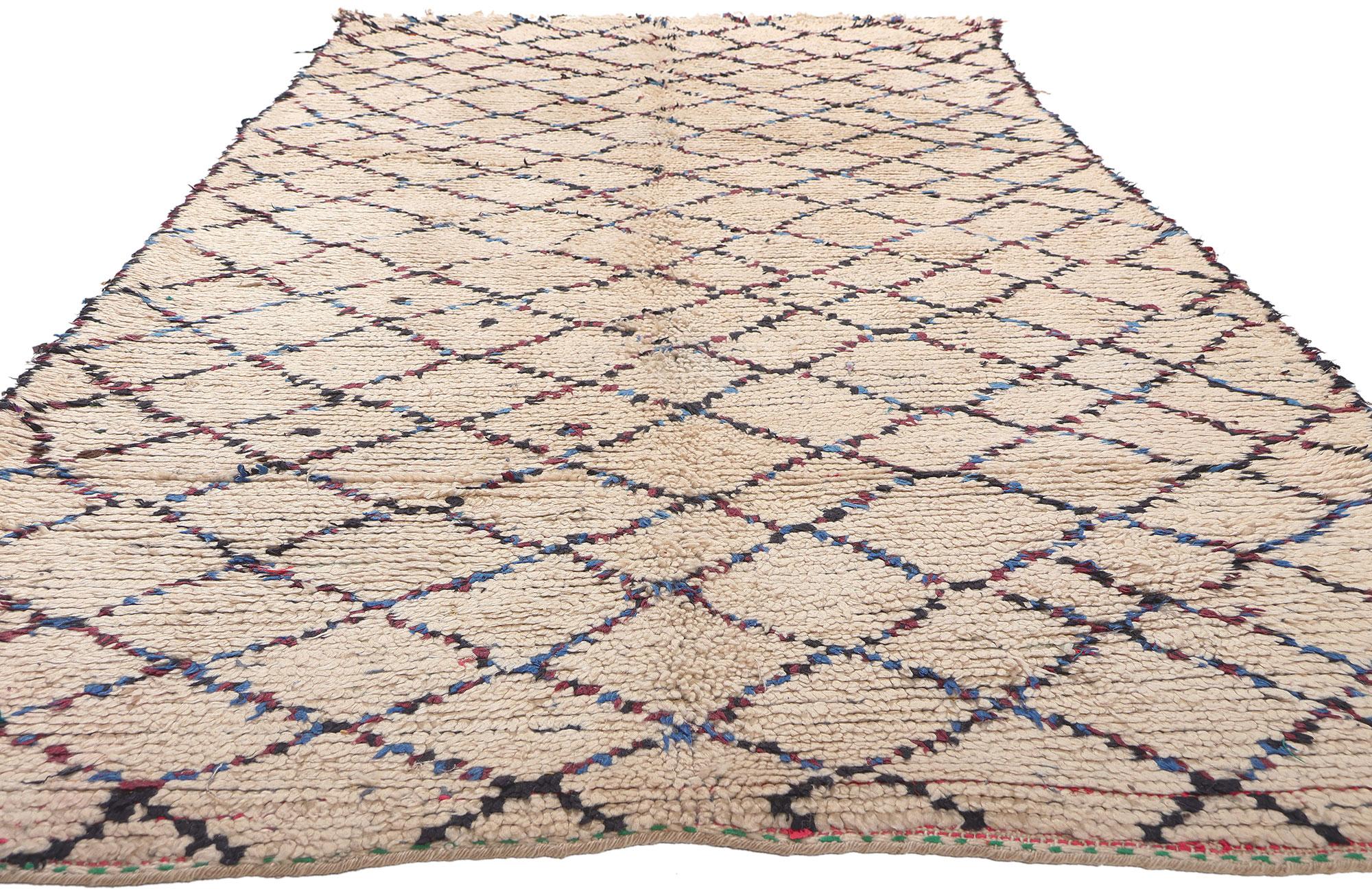 Bohemian Vintage Boucherouite Moroccan Azilal Rag Rug, Sustainability Meets Cozy Nomad For Sale