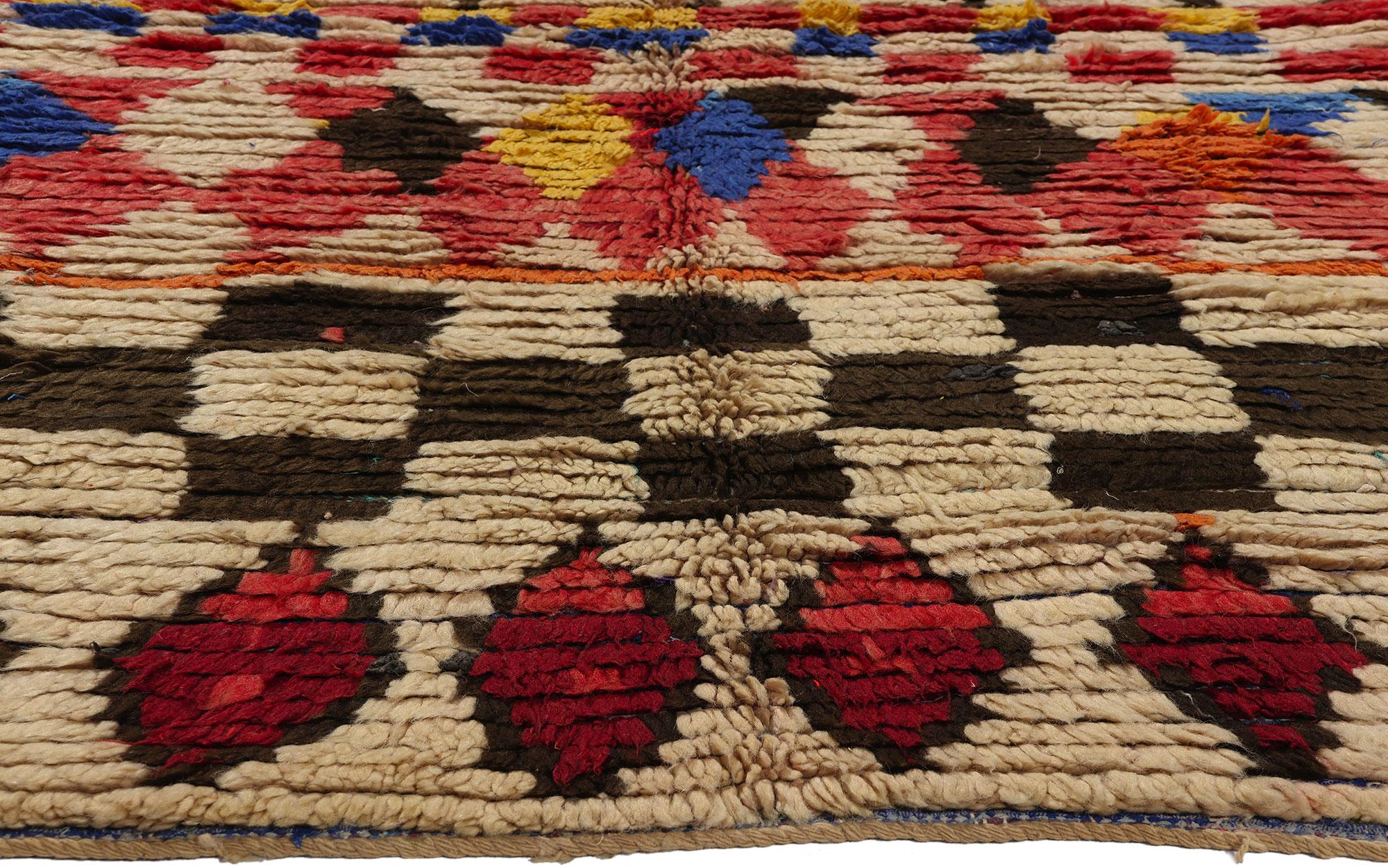 Hand-Knotted Vintage Boucherouite Moroccan Azilal Rag Rug, Sustainability Meets Cozy Nomad For Sale