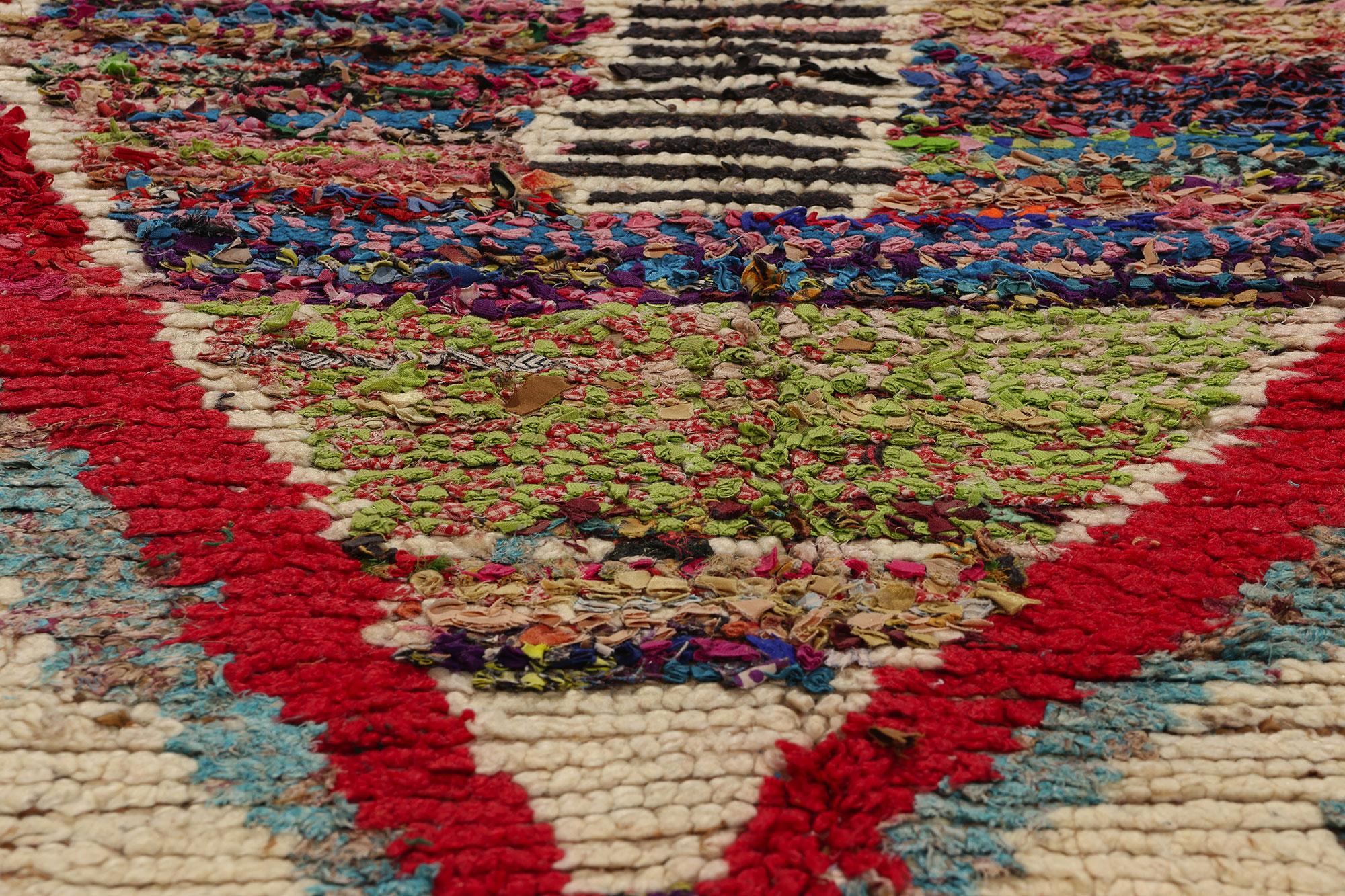 Vintage Boucherouite Moroccan Azilal Rag Rug, Sustainability Meets Cozy Nomad In Good Condition For Sale In Dallas, TX