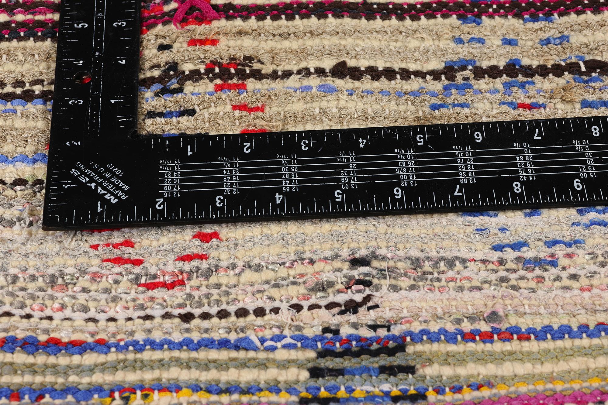 20th Century Vintage Boucherouite Moroccan Azilal Rag Rug, Sustainability Meets Cozy Nomad For Sale
