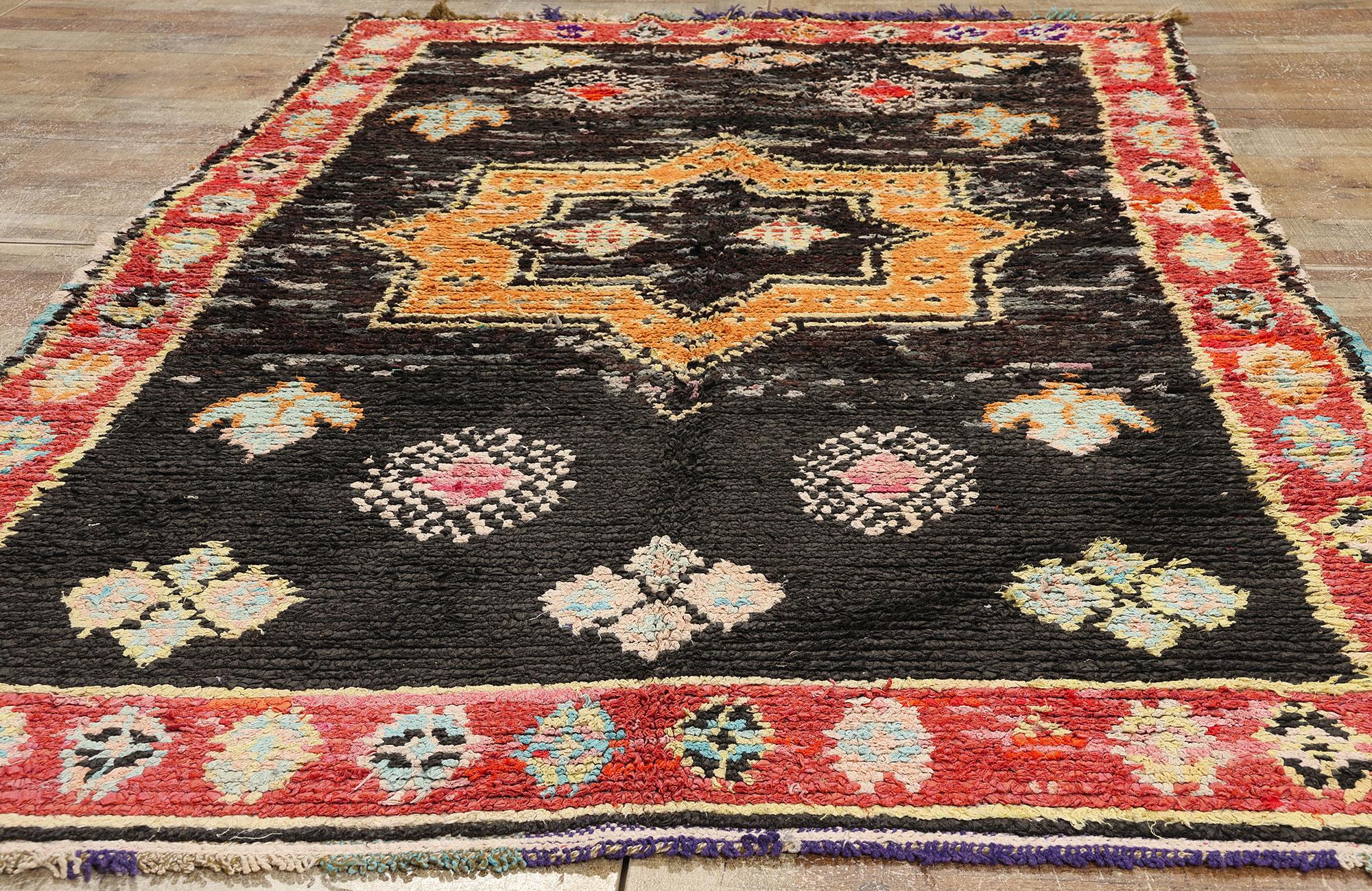 Vintage Boucherouite Moroccan Azilal Rag Rug, Sustainability Meets Cozy Nomad For Sale 1