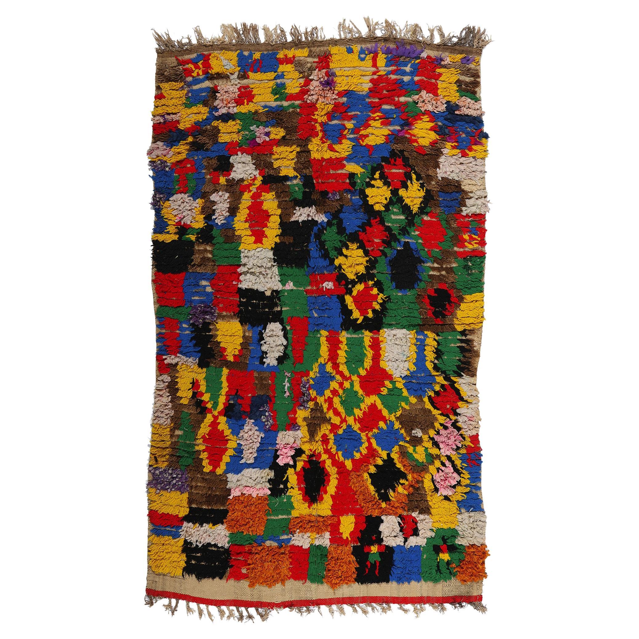 Vintage Boucherouite Moroccan Azilal Rag Rug, Sustainability Meets Cozy Nomad