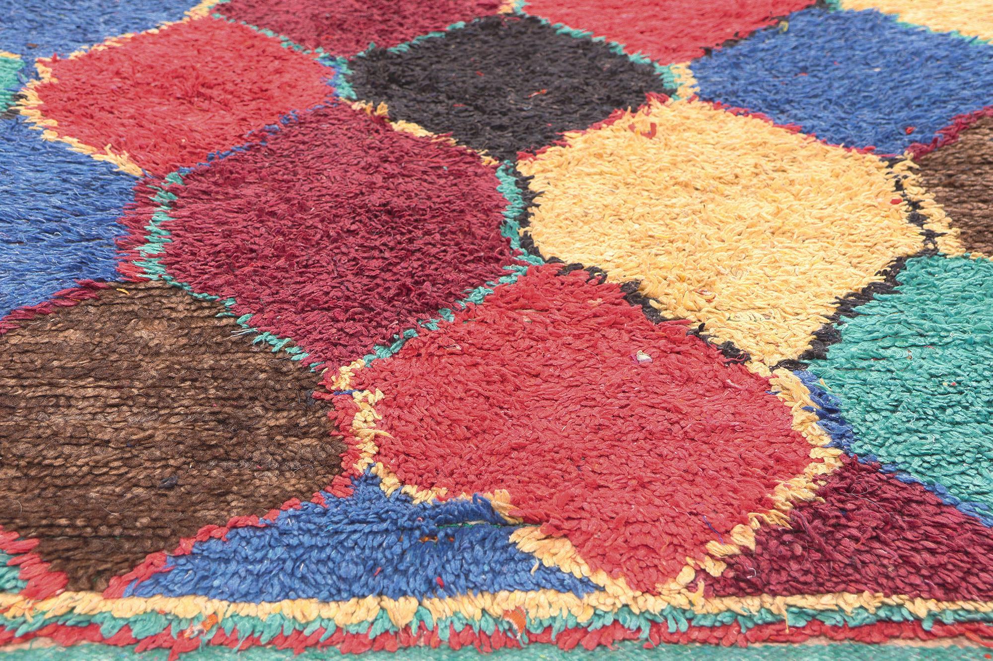 Vintage Boucherouite Moroccan Rug, Nomadic Charm Meets Maximalist Style In Good Condition For Sale In Dallas, TX