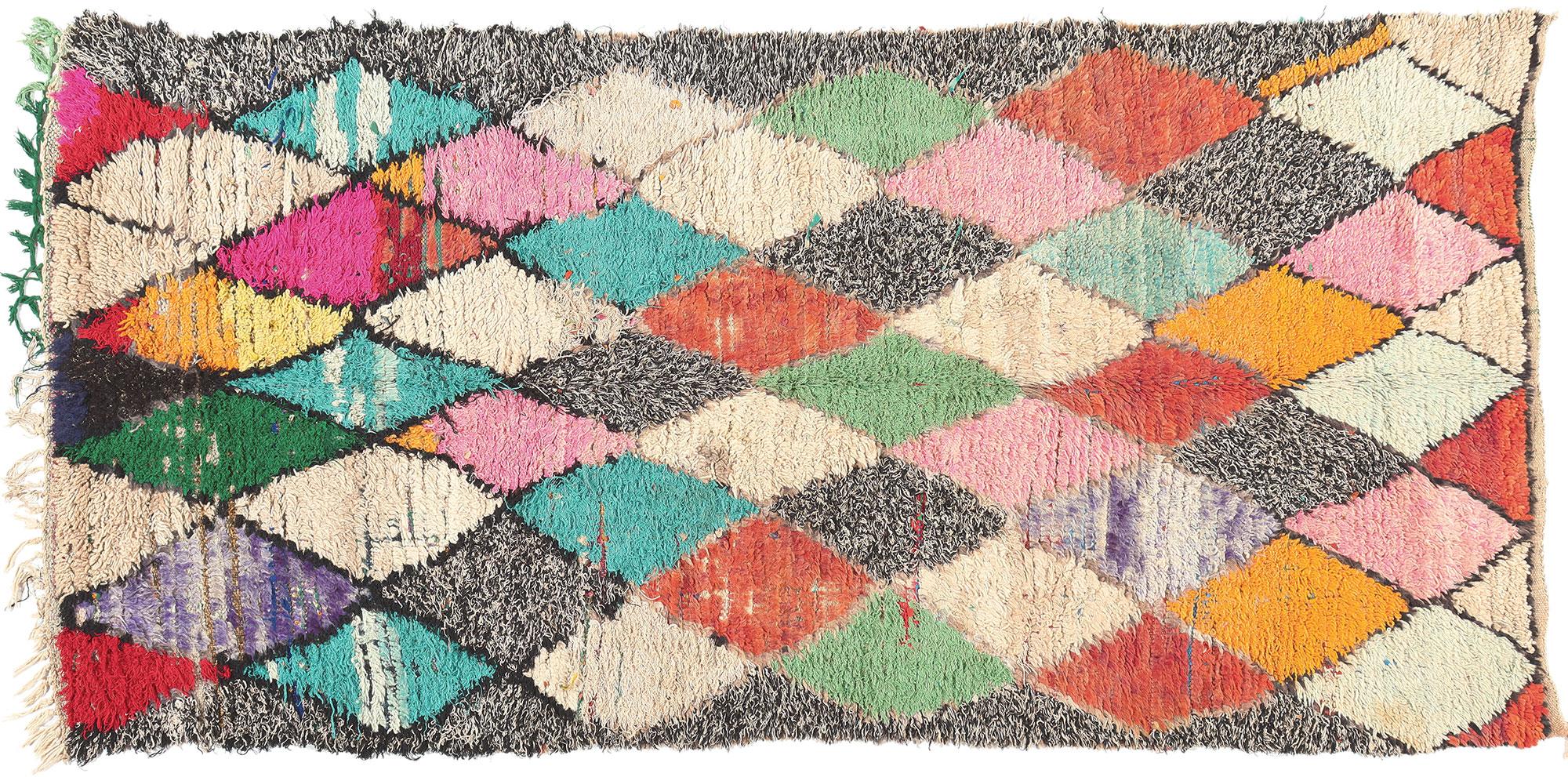 Vintage Boucherouite Moroccan Rug, Tribal Enchantment Meets Sustainable Design For Sale 4