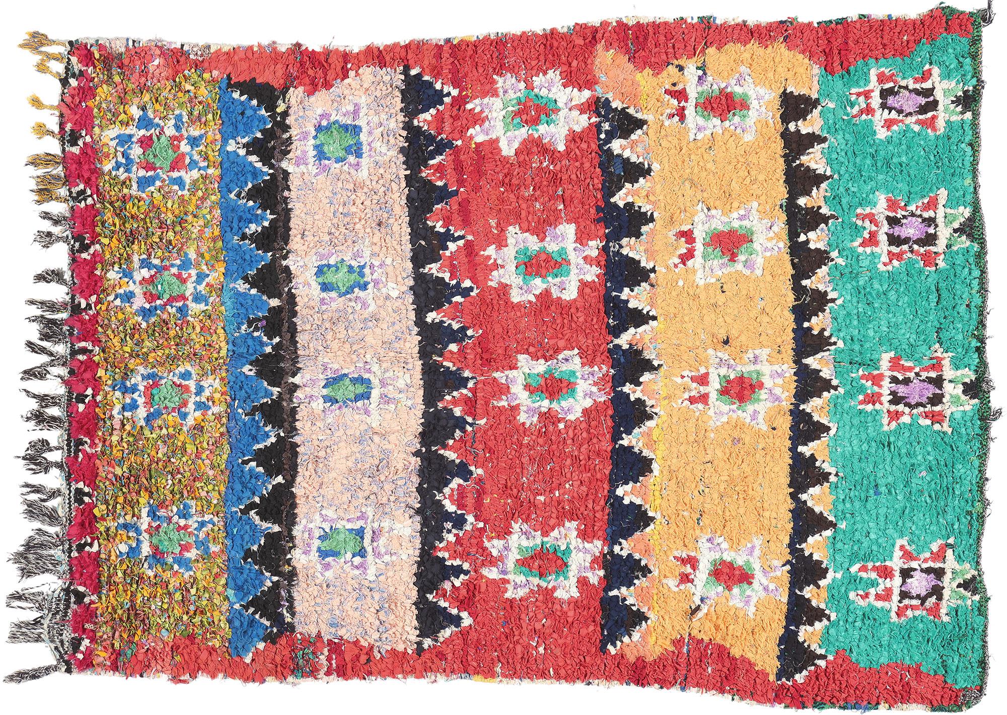 Tapis marocain vintage Boujad, allure tribale et design Boho durable en vente 2