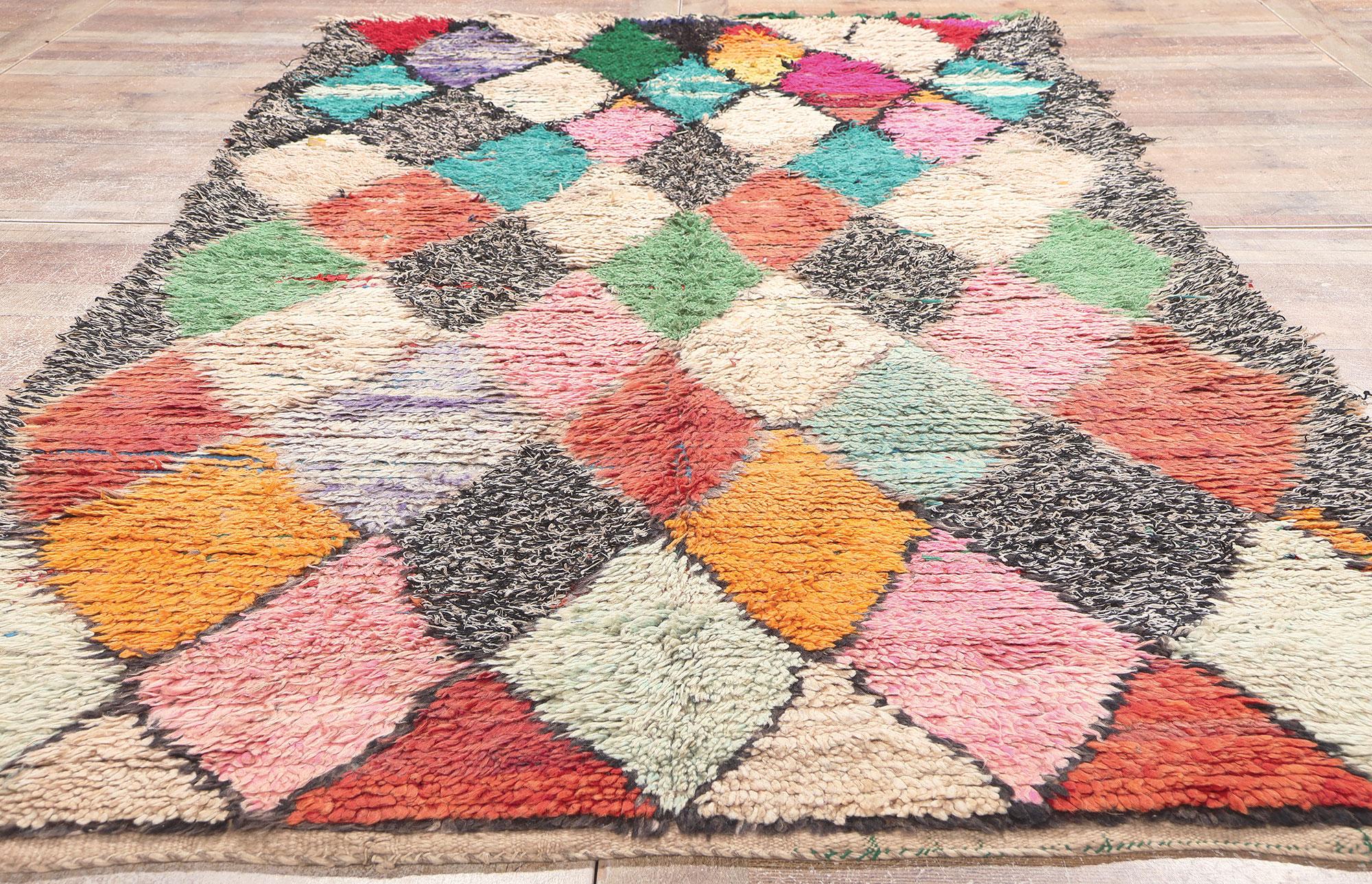 Vintage Boucherouite Moroccan Rug, Tribal Enchantment Meets Sustainable Design  For Sale 2