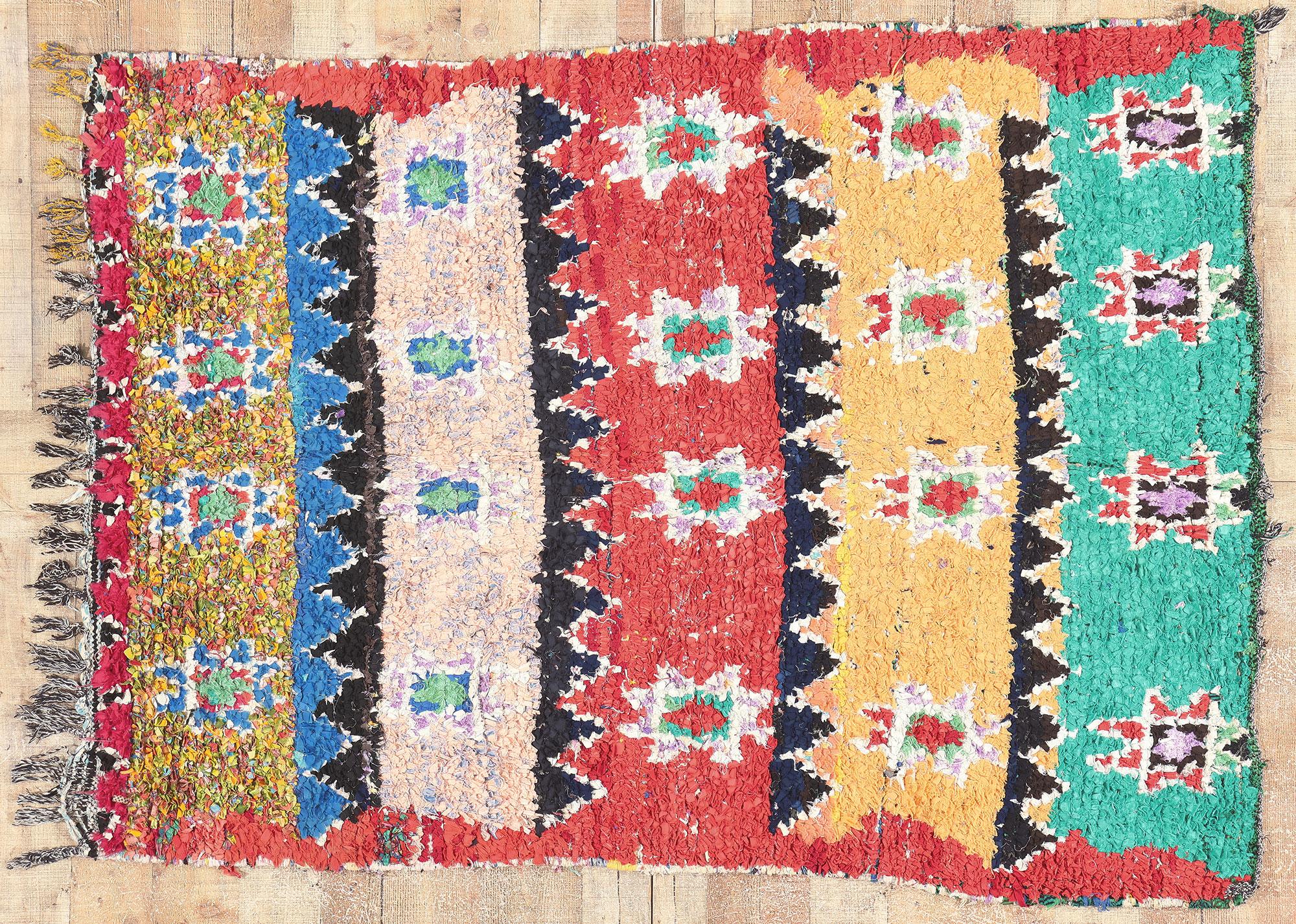 Tapis marocain vintage Boujad, allure tribale et design Boho durable en vente 1