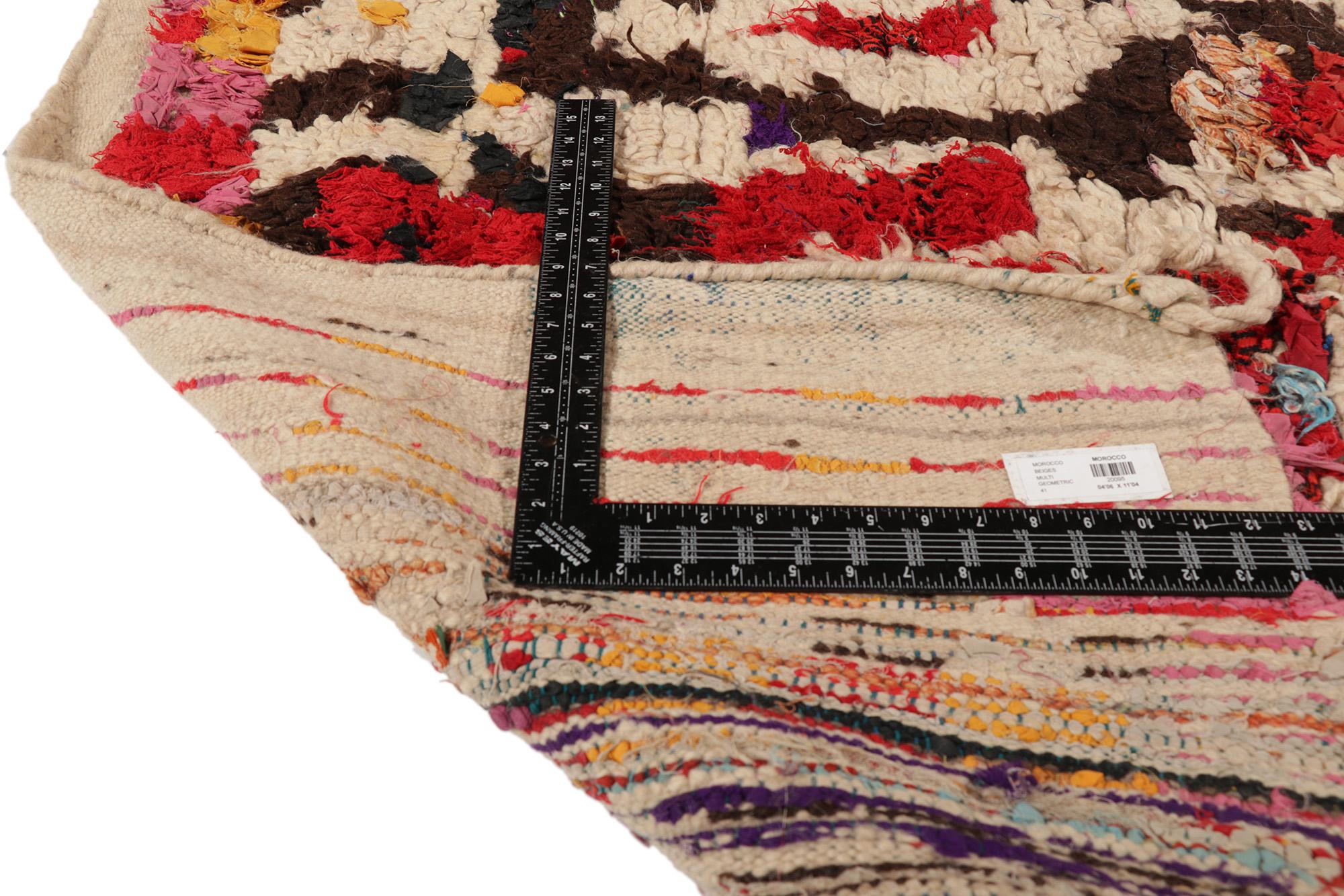 Vintage Boucherouite Talsint Moroccan Rag Rug, Cubism Meets Cozy Nomad In Good Condition For Sale In Dallas, TX
