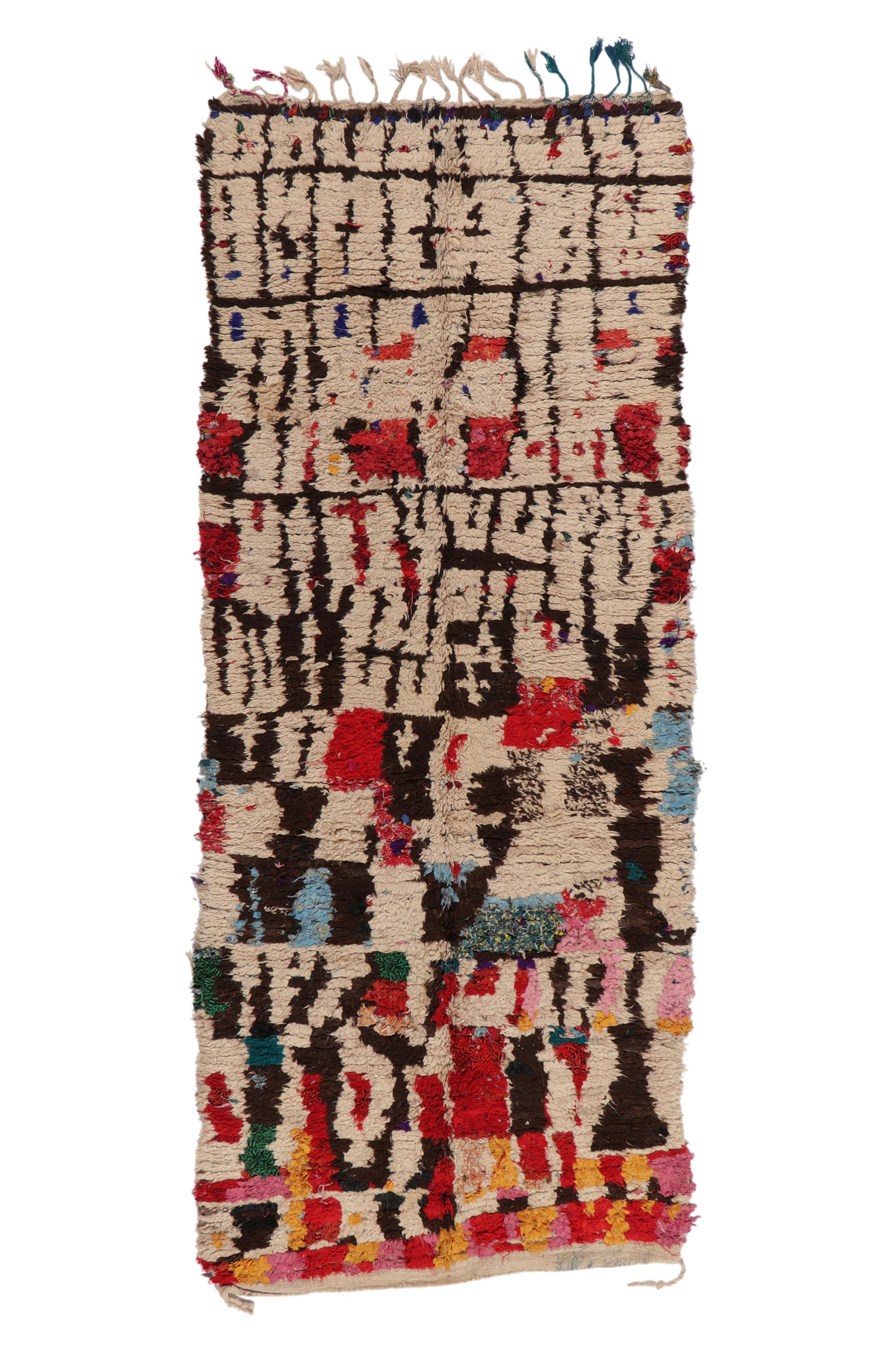 Vintage Boucherouite Talsint Moroccan Rag Rug, Cubism Meets Cozy Nomad For Sale 2