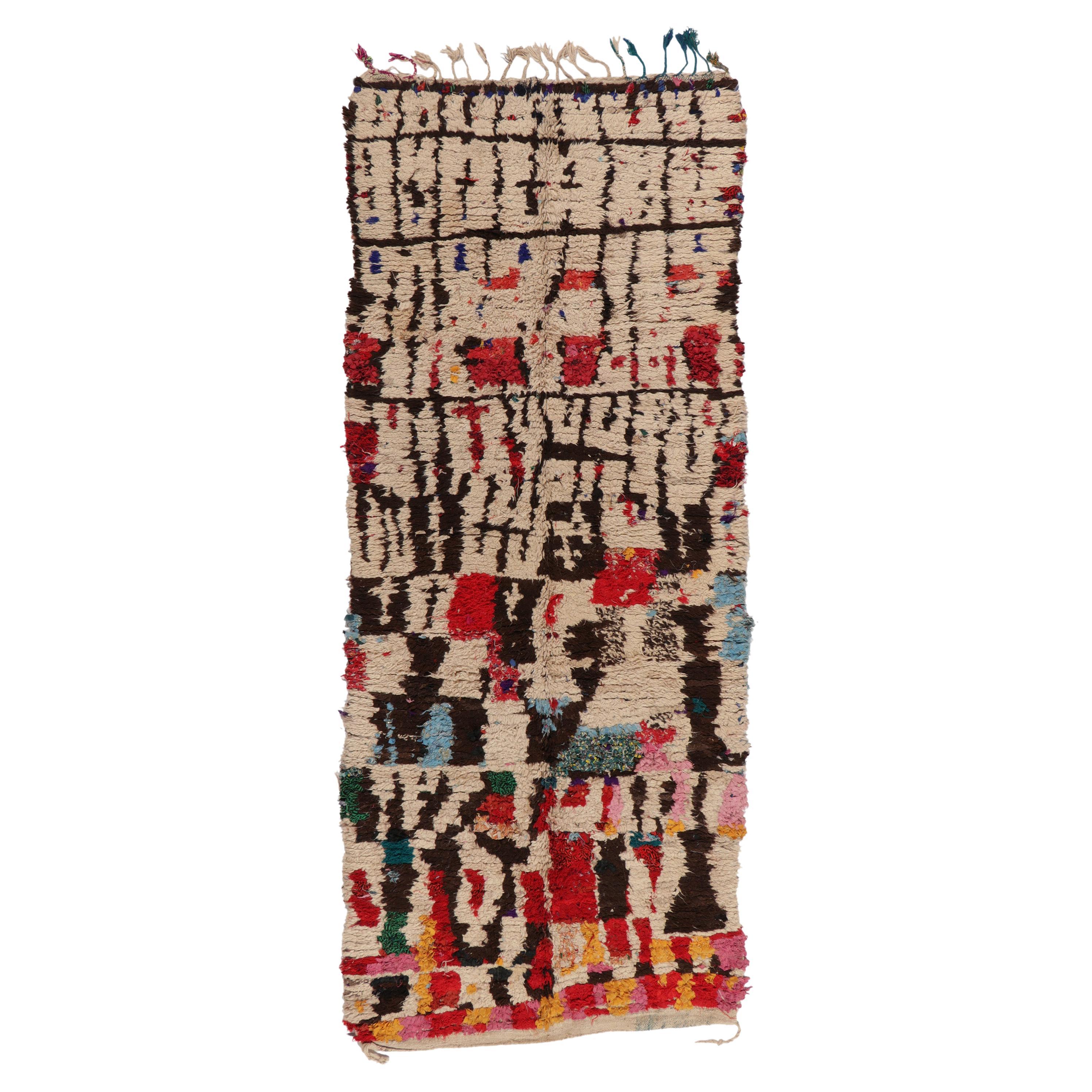 Vintage Boucherouite Talsint Moroccan Rag Rug, Cubism Meets Cozy Nomad For Sale