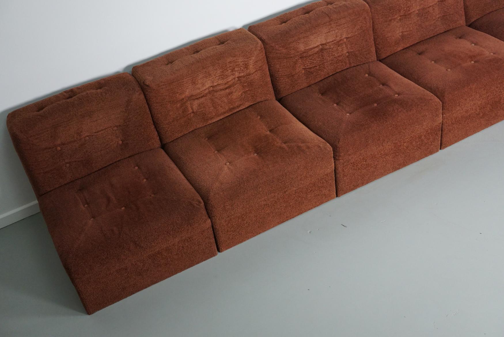Canapé modulable Vintage Boucle Brown 1970, 5-éléments en vente 5