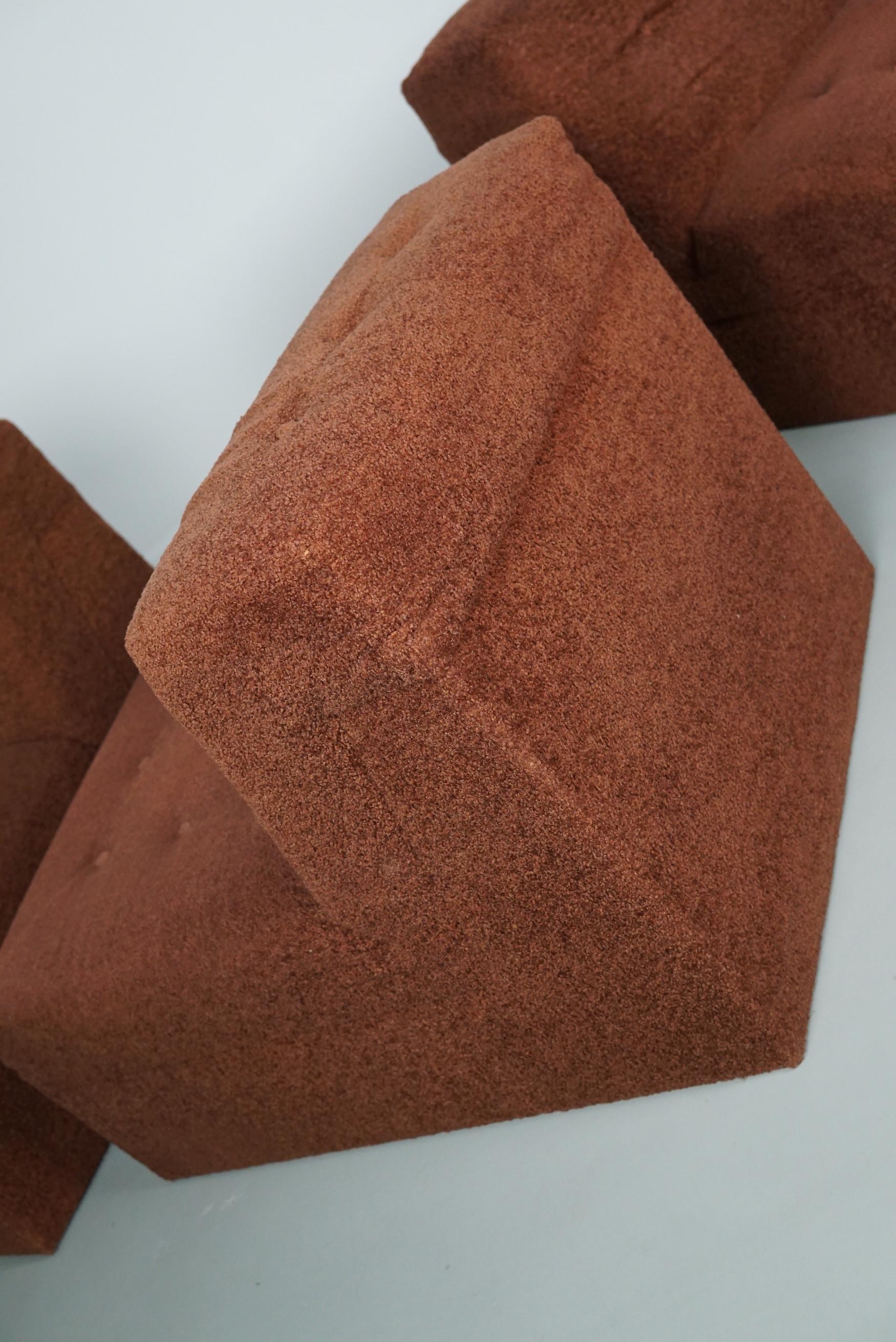 Canapé modulable Vintage Boucle Brown 1970, 5-éléments en vente 10