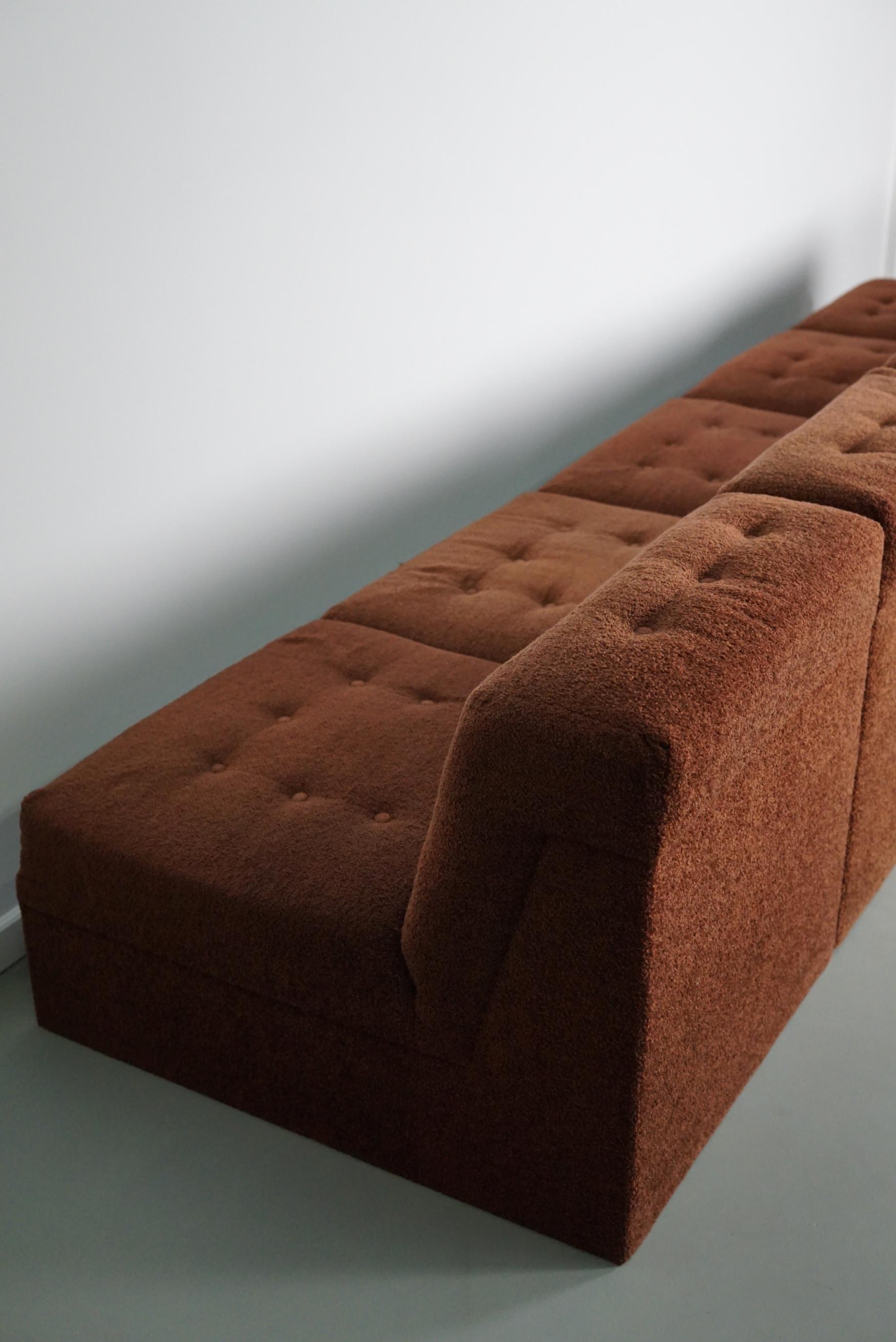 Canapé modulable Vintage Boucle Brown 1970, 5-éléments en vente 12