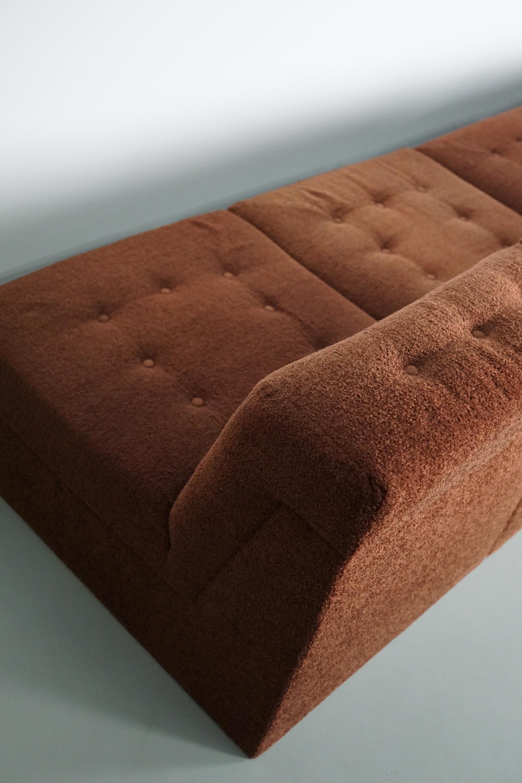 Canapé modulable Vintage Boucle Brown 1970, 5-éléments en vente 13