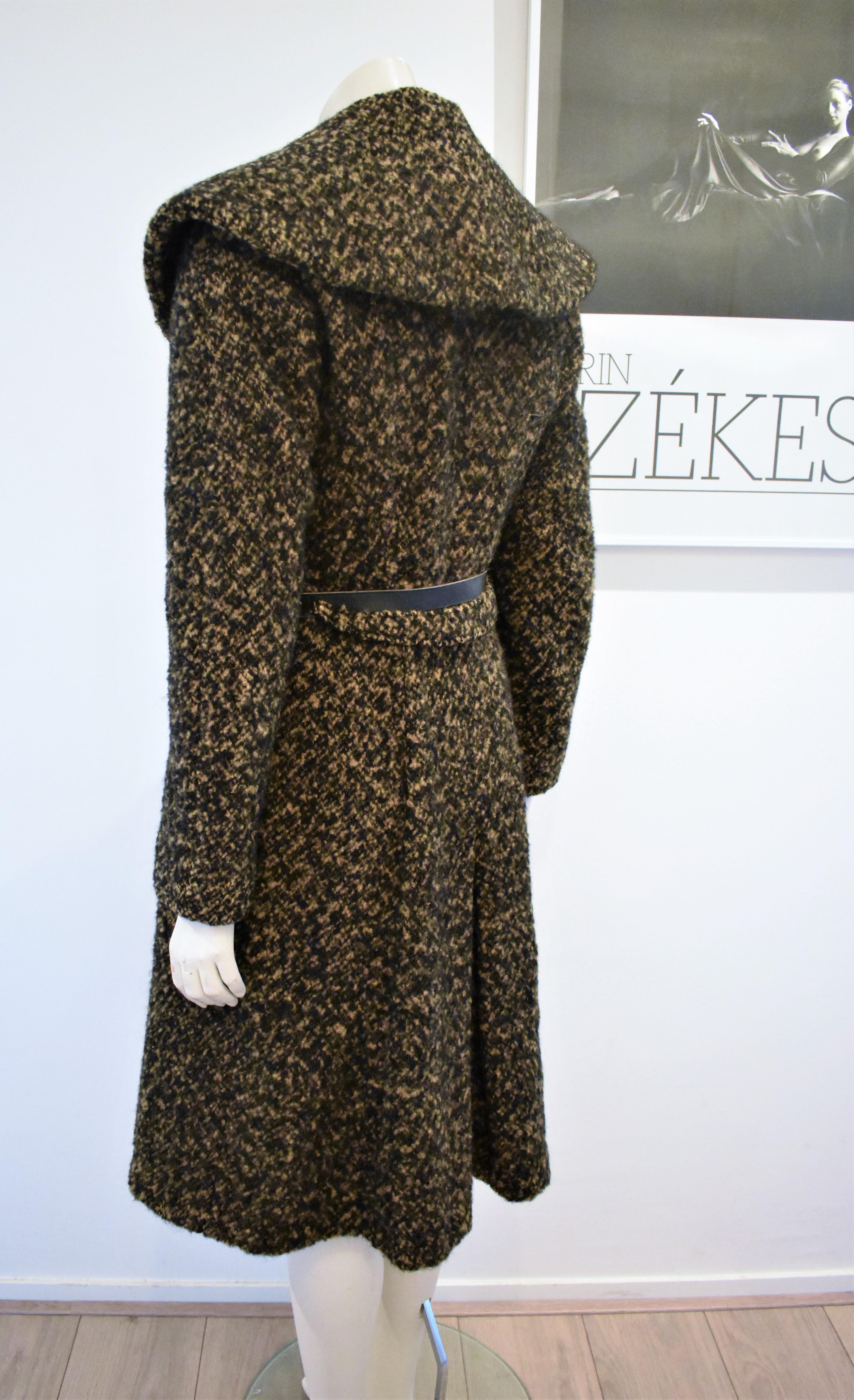 Black Vintage Boucle Wool 'New Look' Coat For Sale