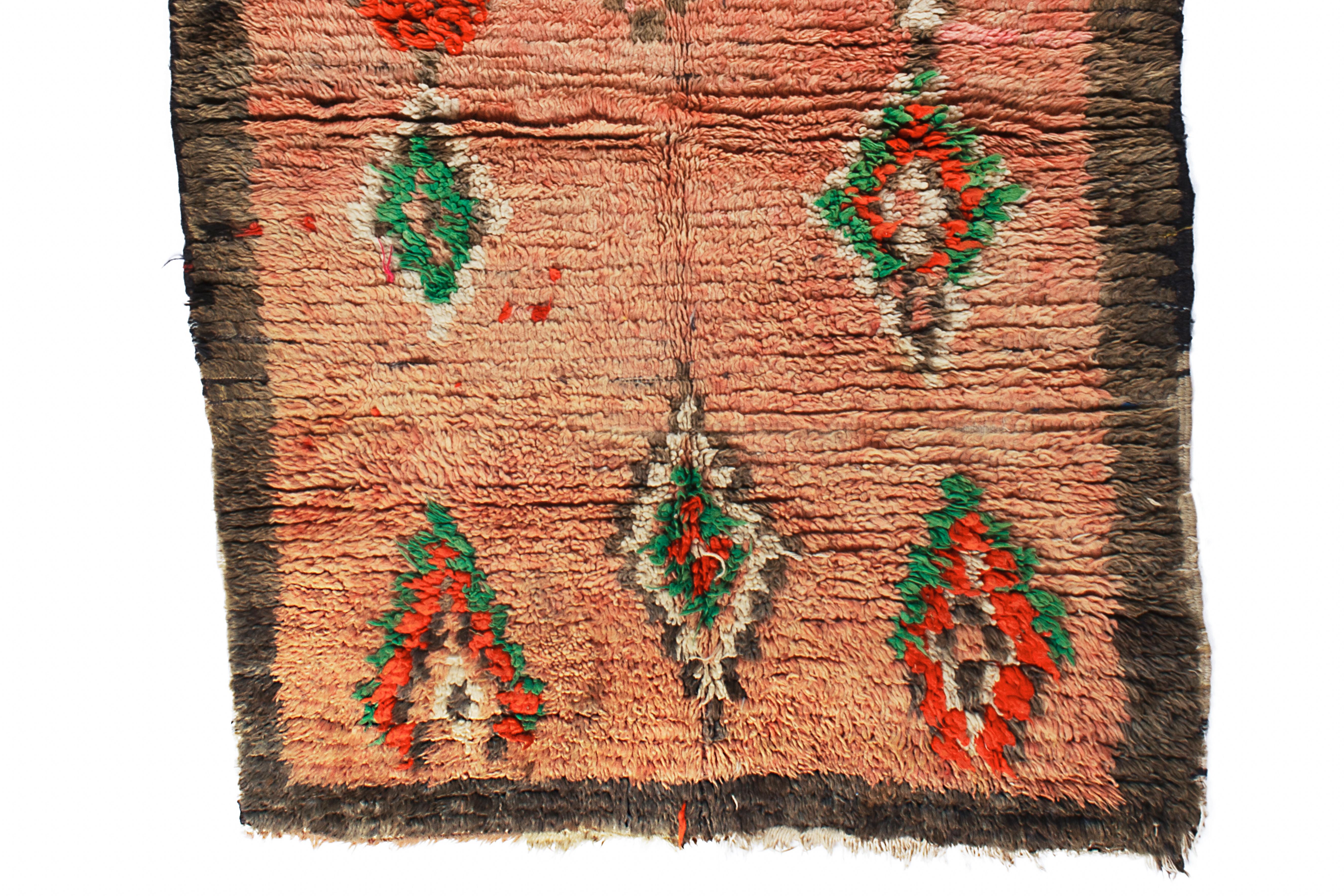 Tribal Vintage Boujaad rug, 1990's / Moroccan Diamond Patten Shaggy Rug, In Stock For Sale