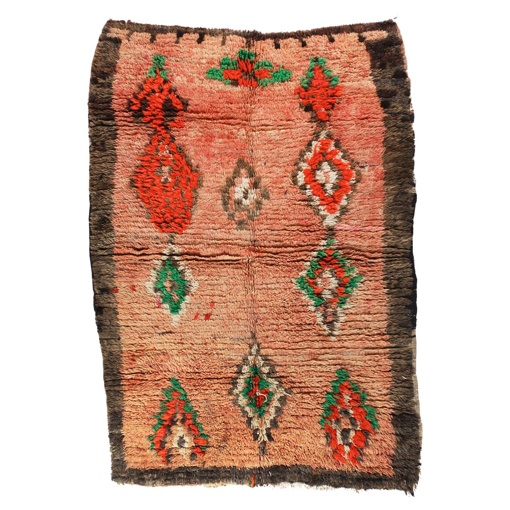 Vintage Boujaad rug, 1990's / Moroccan Diamond Patten Shaggy Rug, In Stock