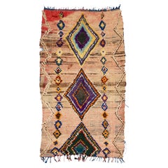 Tapis bohème multicolore vintage Boujaad à motif de diamants des années 1960, en stock