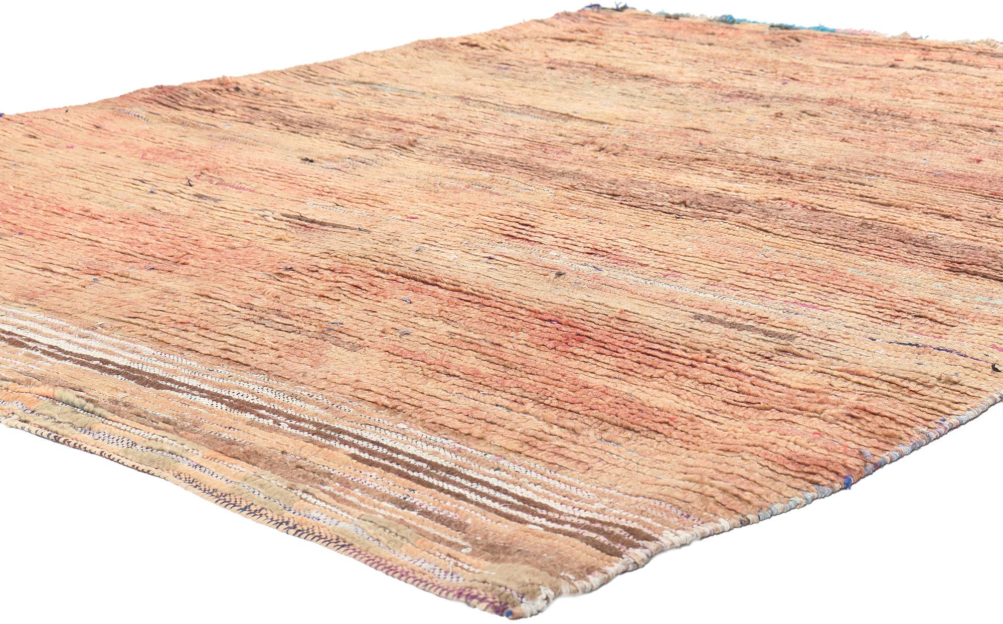 21504 Vintage Boujad Boucherouite Moroccan Rag Rug, 05'09 x 08'04. Celebrate the vibrant spirit of Boujad Boucherouite rugs, originating from the lively city of Boujad in the Khouribga region. These Moroccan rugs are cherished for their eccentric