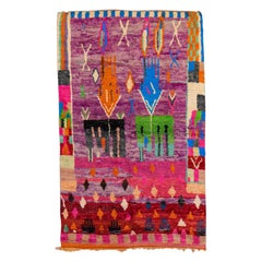 Vintage Boujad Moroccan Handmade Designed Berber Purple Wool Rug
