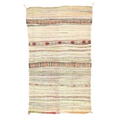 Vintage Boujad Moroccan Kilim Rag Rug, Bohemian Chic Meets Tribal Enchantment