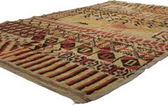 Vintage Boujad Moroccan Pictorial Rug with Rustic Earth-Tone Colors