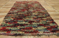 Vintage Boujad Moroccan Rag Rug, Bohemian Chic Meets Tribal Enchantment
