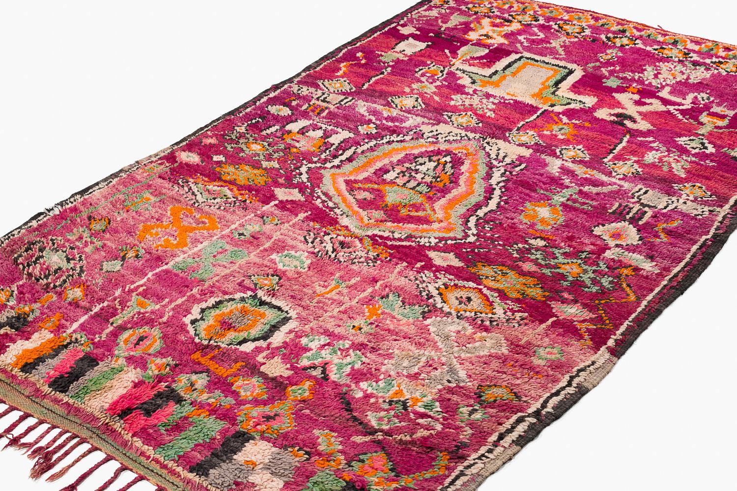Hand-Knotted Vintage Boujad Moroccan Rug