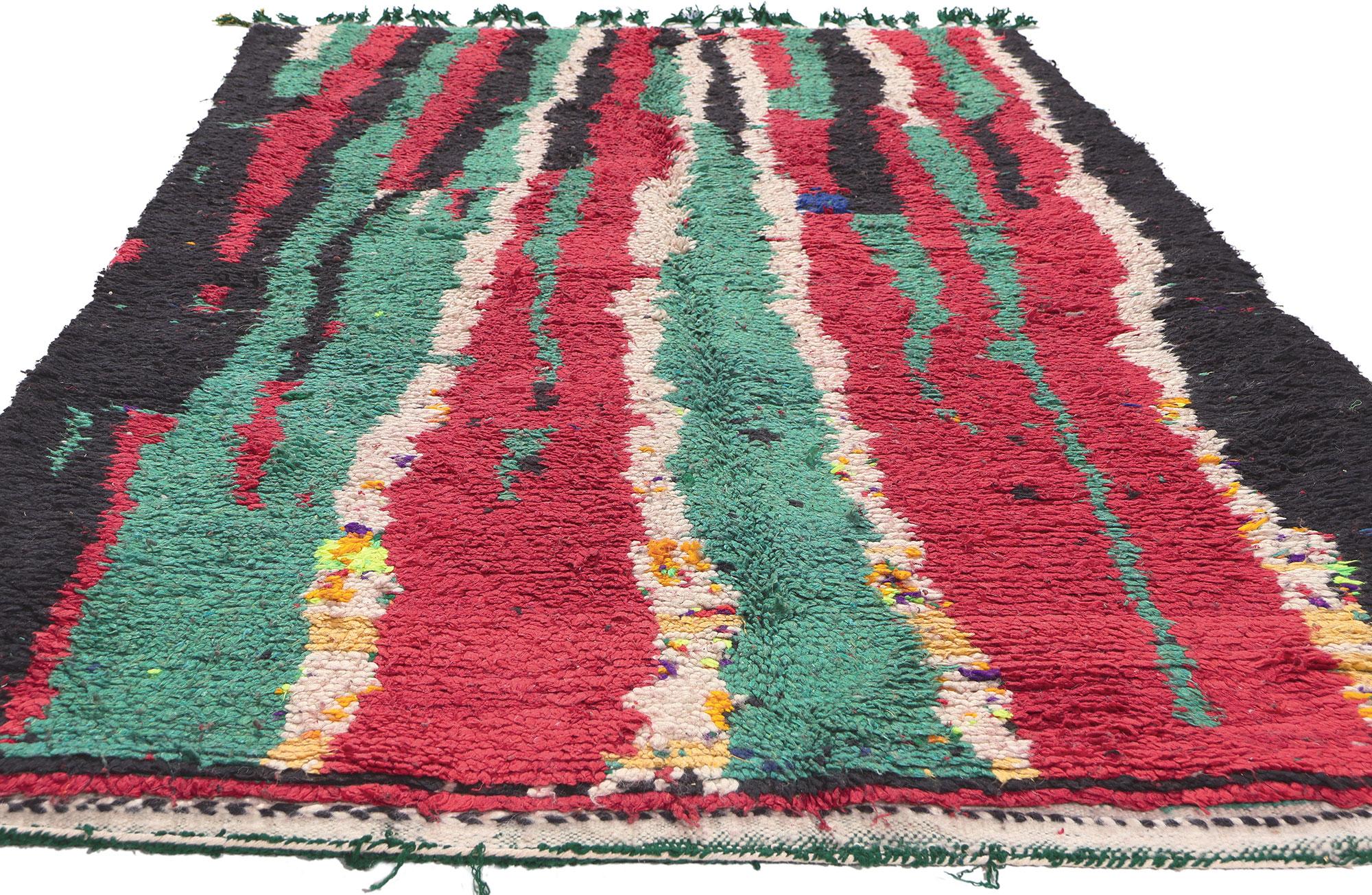 Marokkanischer Boujad-Teppich im Vintage-Stil, abstrakter Expressionismus trifft Nomaden-Charm (Handgeknüpft) im Angebot