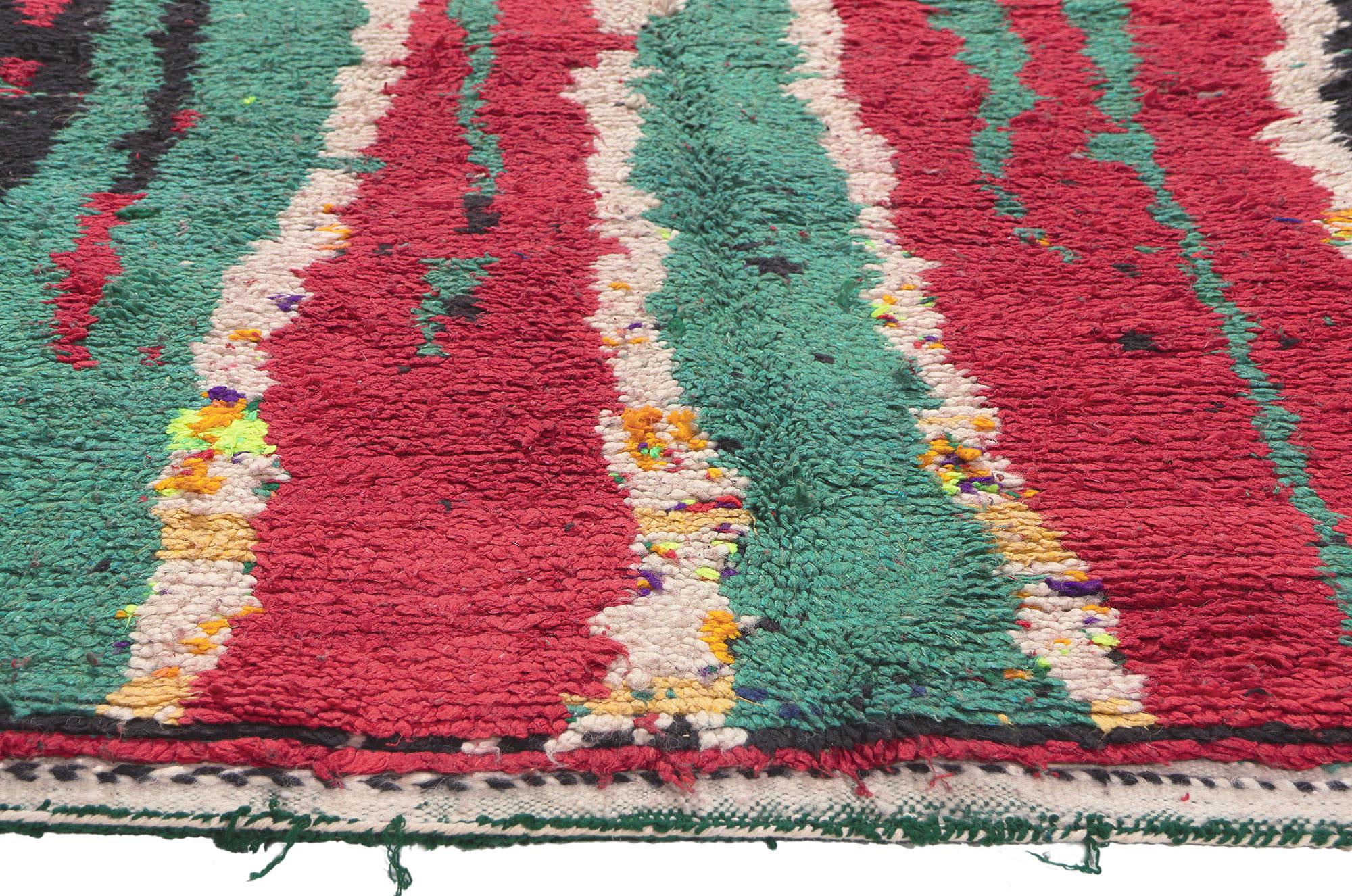 Hand-Knotted Vintage Boujad Moroccan Rug, Abstract Expressionism Meets Nomadic Charm For Sale