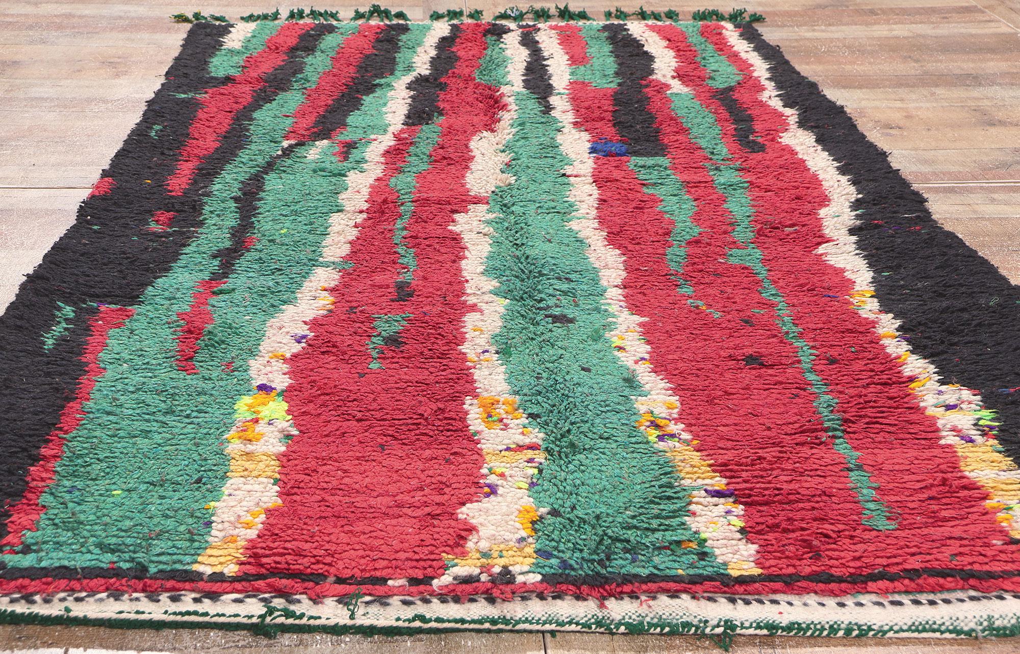 Marokkanischer Boujad-Teppich im Vintage-Stil, abstrakter Expressionismus trifft Nomaden-Charm im Angebot 2