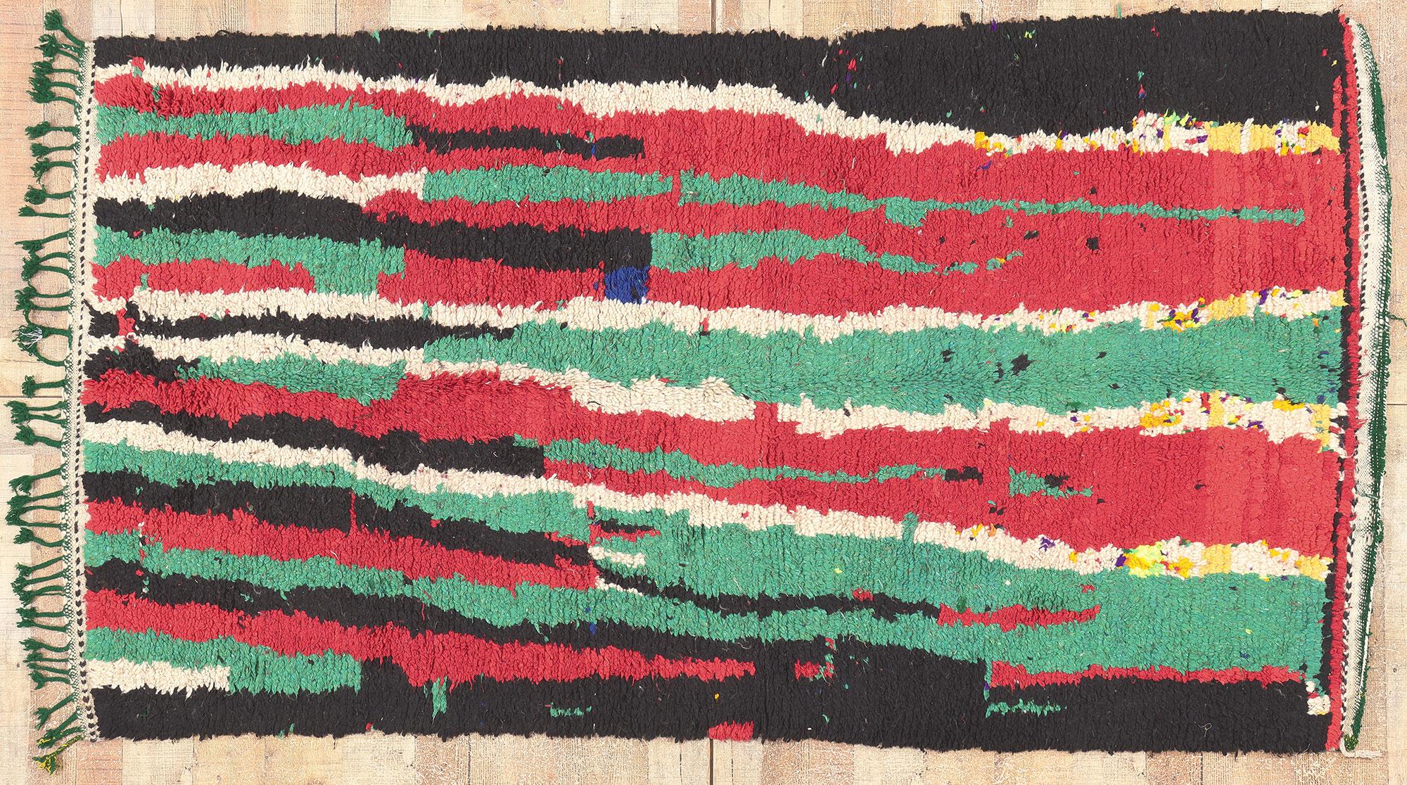 Vintage Boujad Moroccan Rug, Abstract Expressionism Meets Nomadic Charm For Sale 2