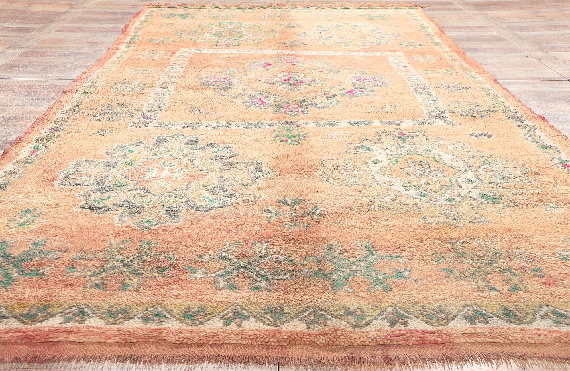 Wool Vintage Boujad Moroccan Rug, Biophilic Design Meets Sunbaked Elegance For Sale