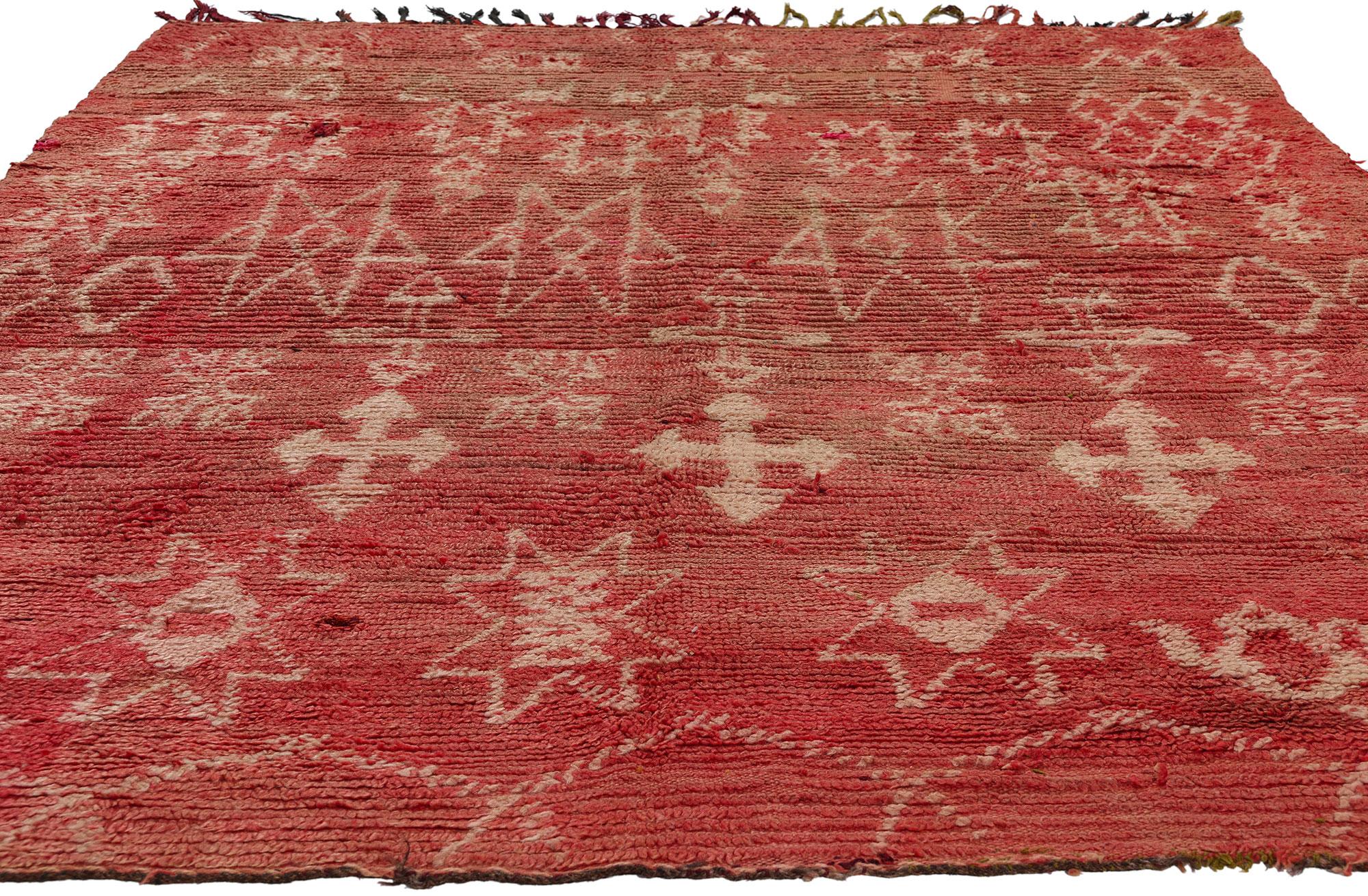 Hand-Knotted Vintage Boujad Moroccan Rug, Bohemian Chic Meets Tribal Allure For Sale
