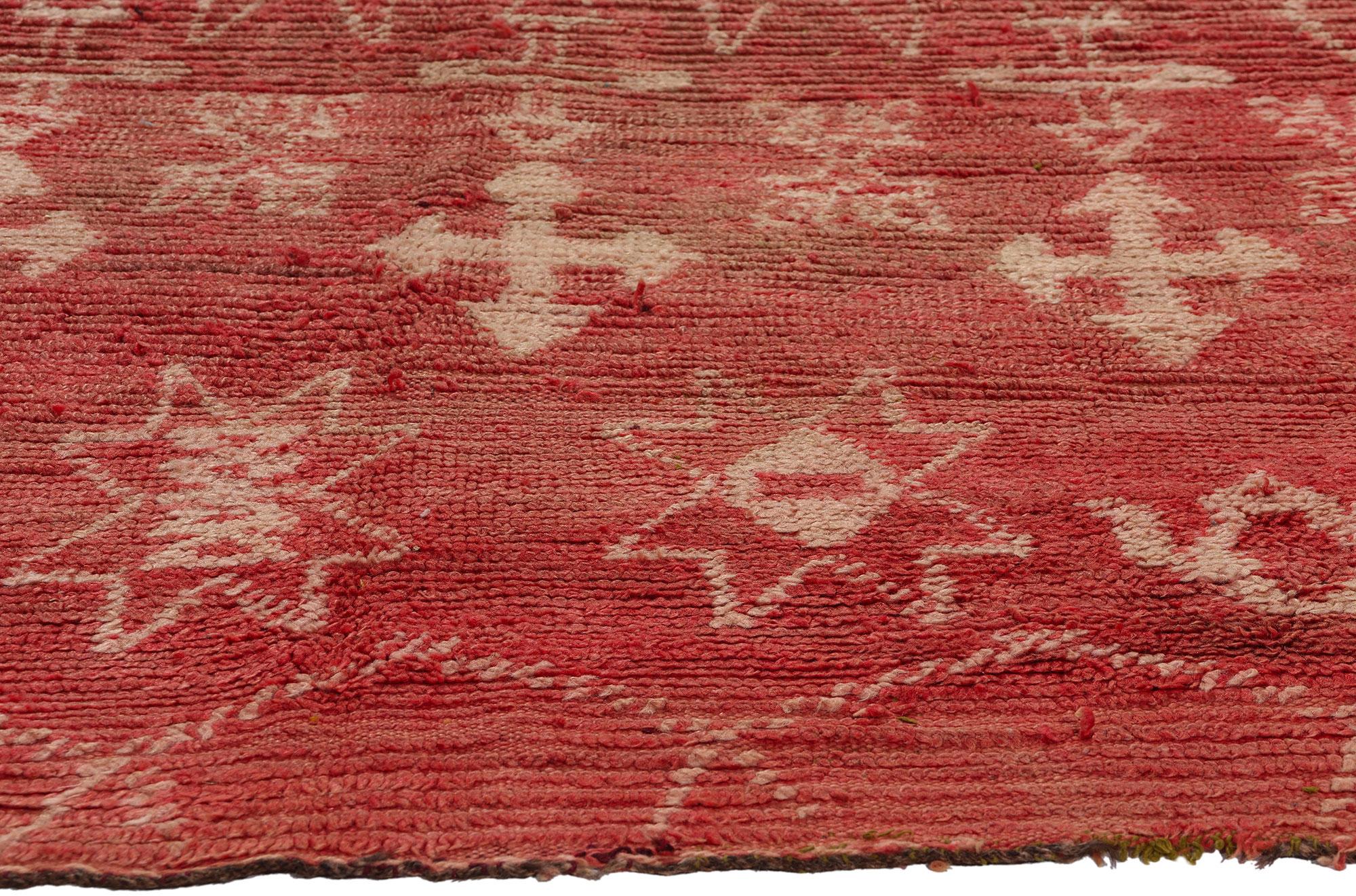 Vintage Boujad Moroccan Rug, Bohemian Chic Meets Tribal Allure In Good Condition For Sale In Dallas, TX