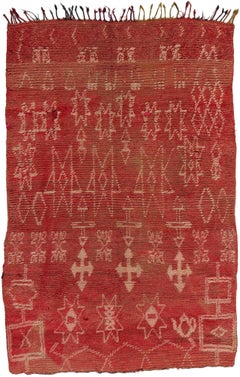 Vintage Boujad Moroccan Rug, Bohemian Chic Meets Tribal Allure