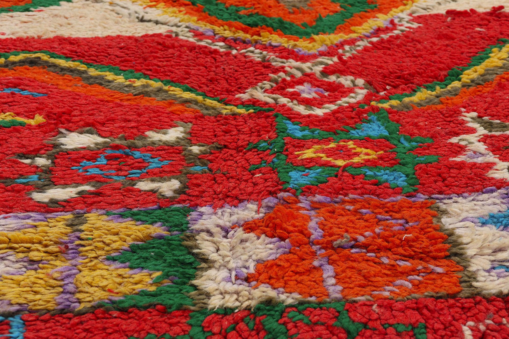 Marokkanischer Boujad-Teppich im Vintage-Stil, Bohemian Chic Meets Stammeskunst-Enchantment im Zustand „Gut“ im Angebot in Dallas, TX