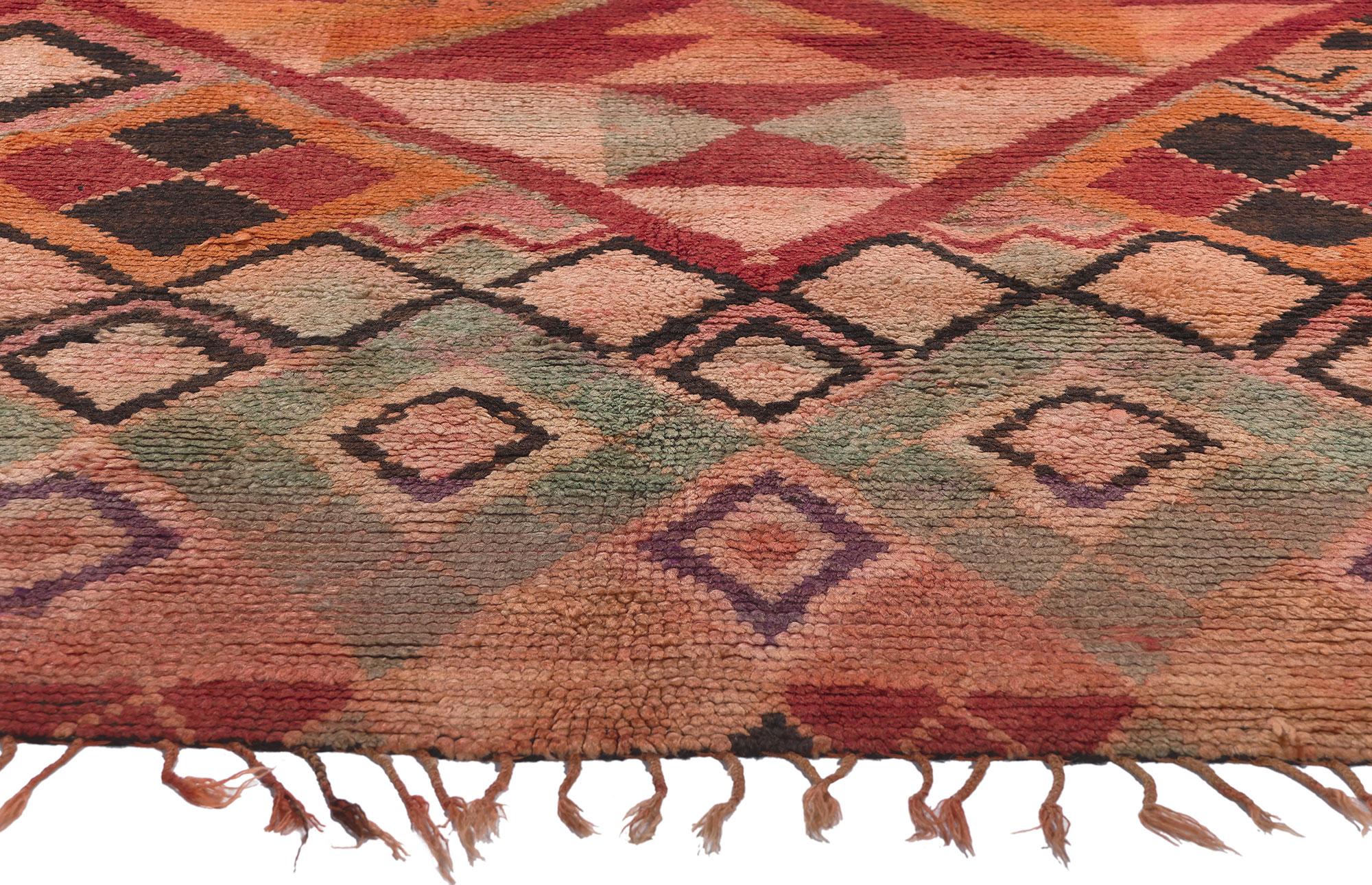 Hand-Knotted Vintage Boujad Moroccan Rug, Boho Meets Global Chic For Sale