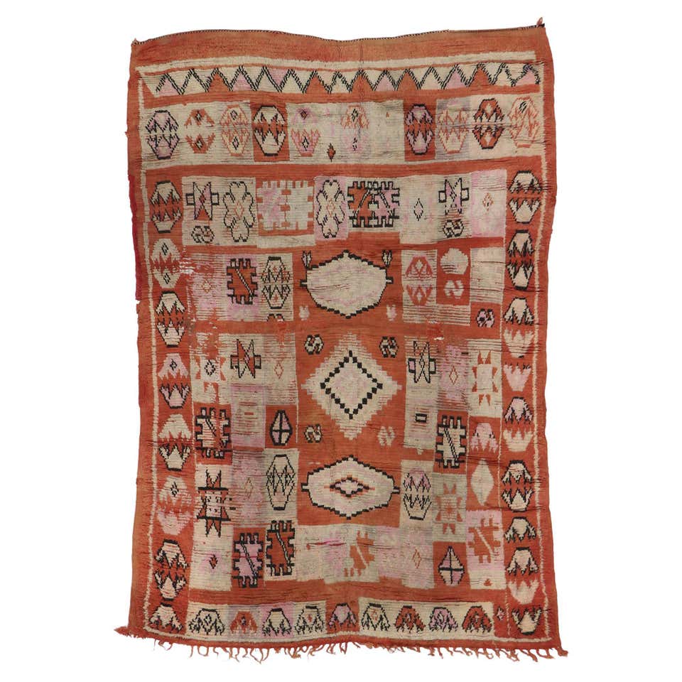 Vintage Moroccan Boujad Tribe Berber Rug For Sale at 1stDibs