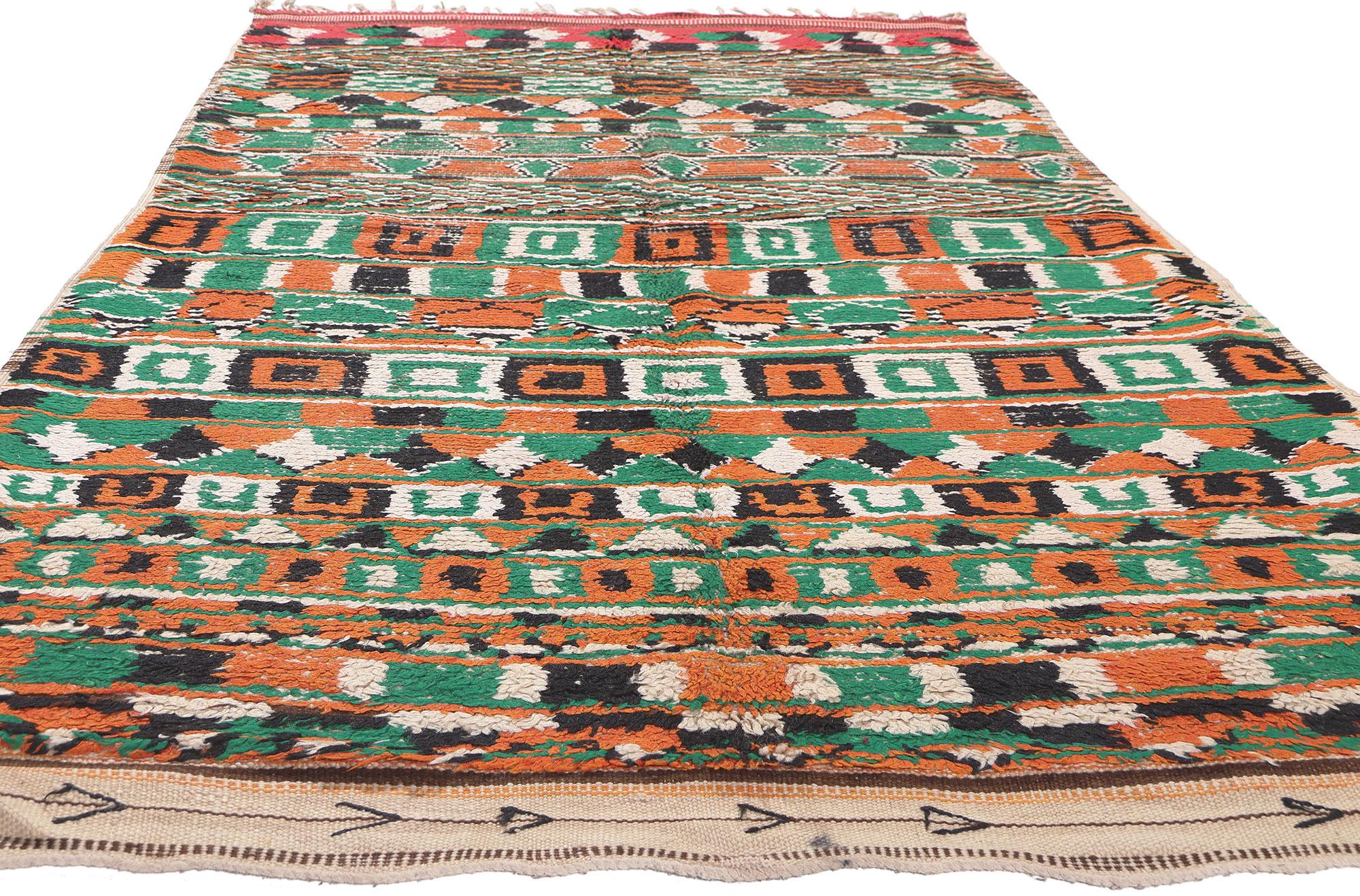 Mid-Century Modern Vintage Boujad Moroccan Rug, Cozy Nomad Meets Midcentury Modern For Sale