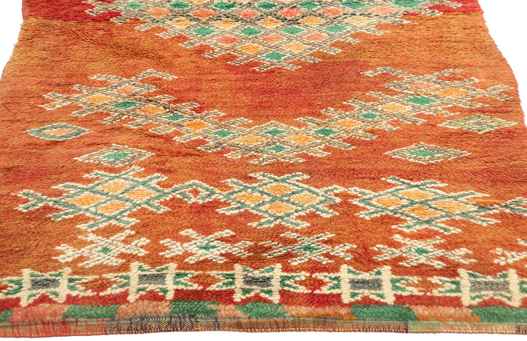 Boujad Marokkanischer Vintage-Teppich, Cozy Nomad Meets Southwest Bohemian, Boujad (Handgeknüpft) im Angebot