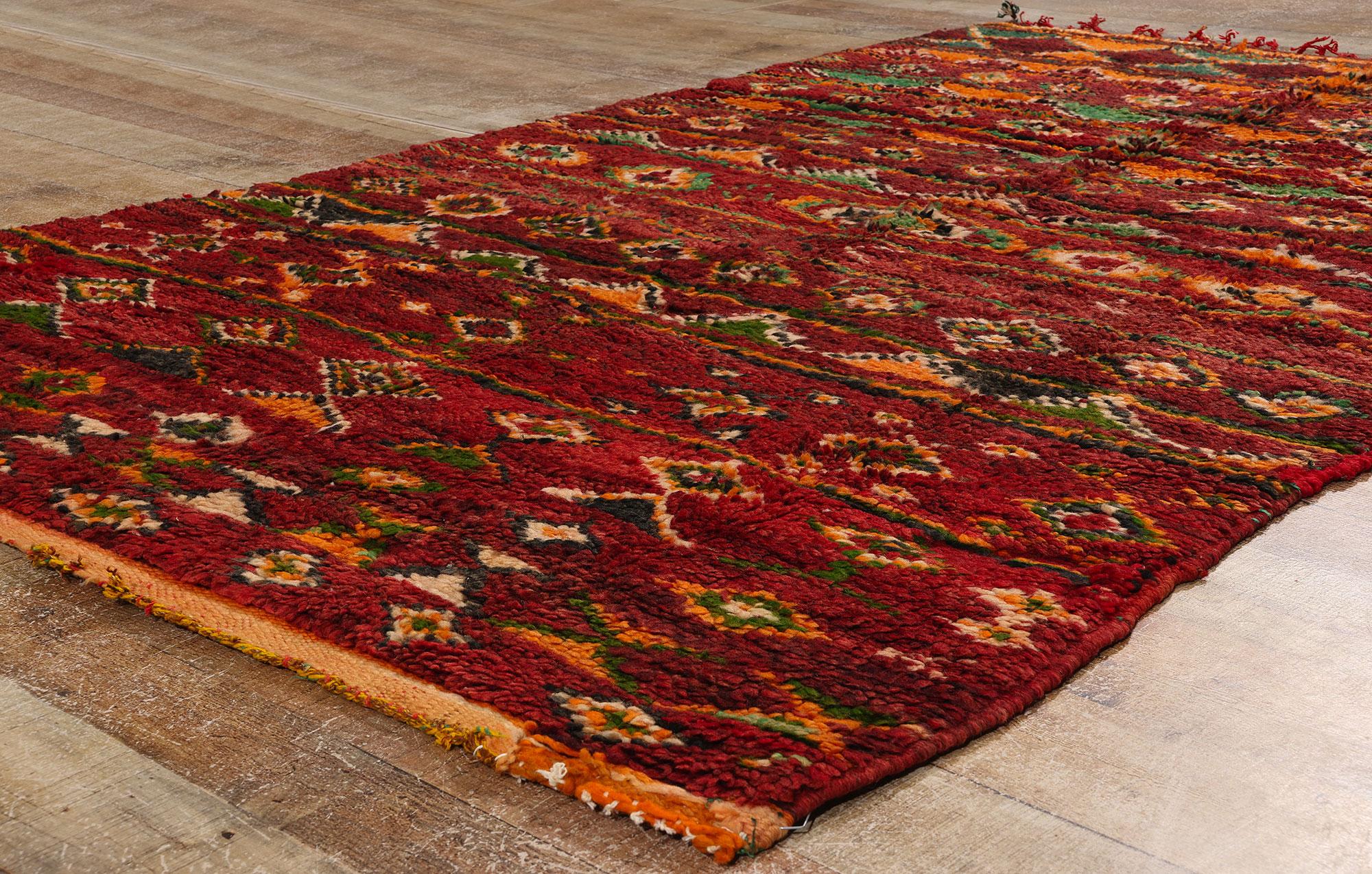 Wool Vintage Boujad Moroccan Rug, Cozy Nomad Meets Southwest Bohemian For Sale