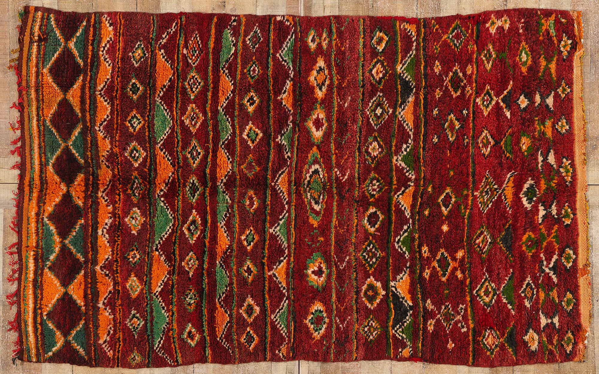 Vintage Boujad Moroccan Rug, Cozy Nomad Meets Southwest Bohemian For Sale 2