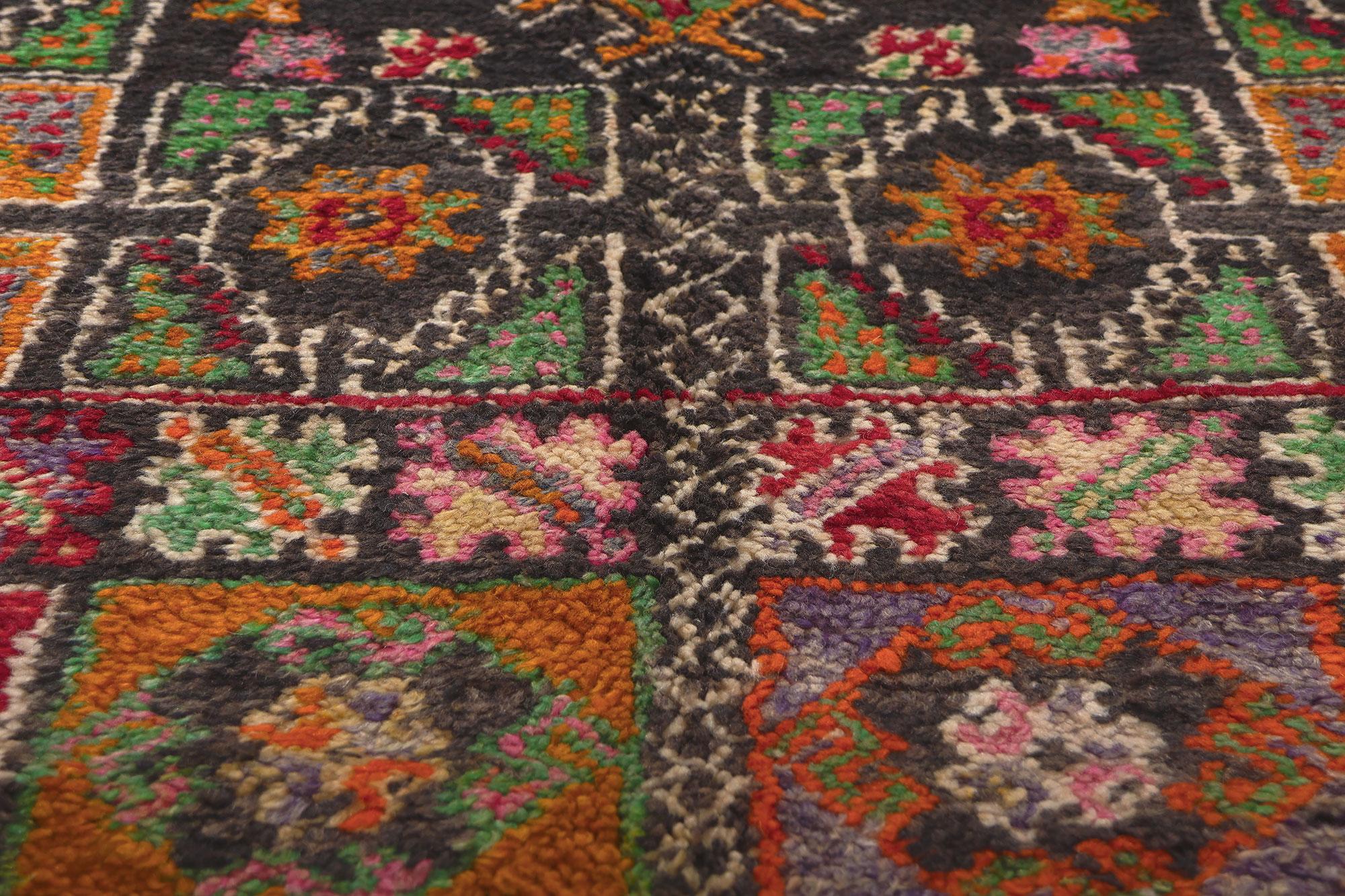 Hand-Knotted Vintage Boujad Moroccan Rug, Eclectic Jungalow Meets Colorful Boho For Sale