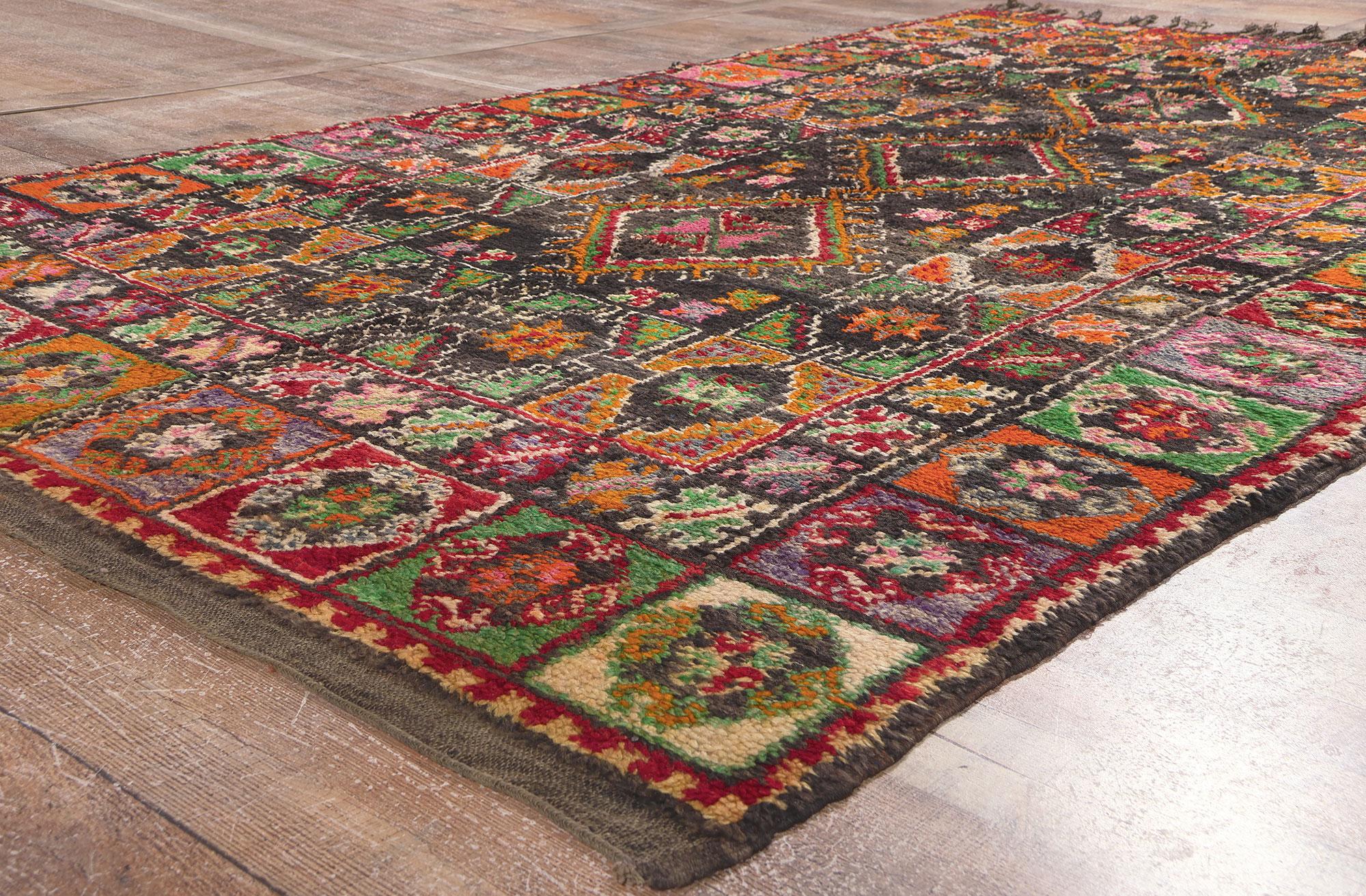 20th Century Vintage Boujad Moroccan Rug, Eclectic Jungalow Meets Colorful Boho For Sale