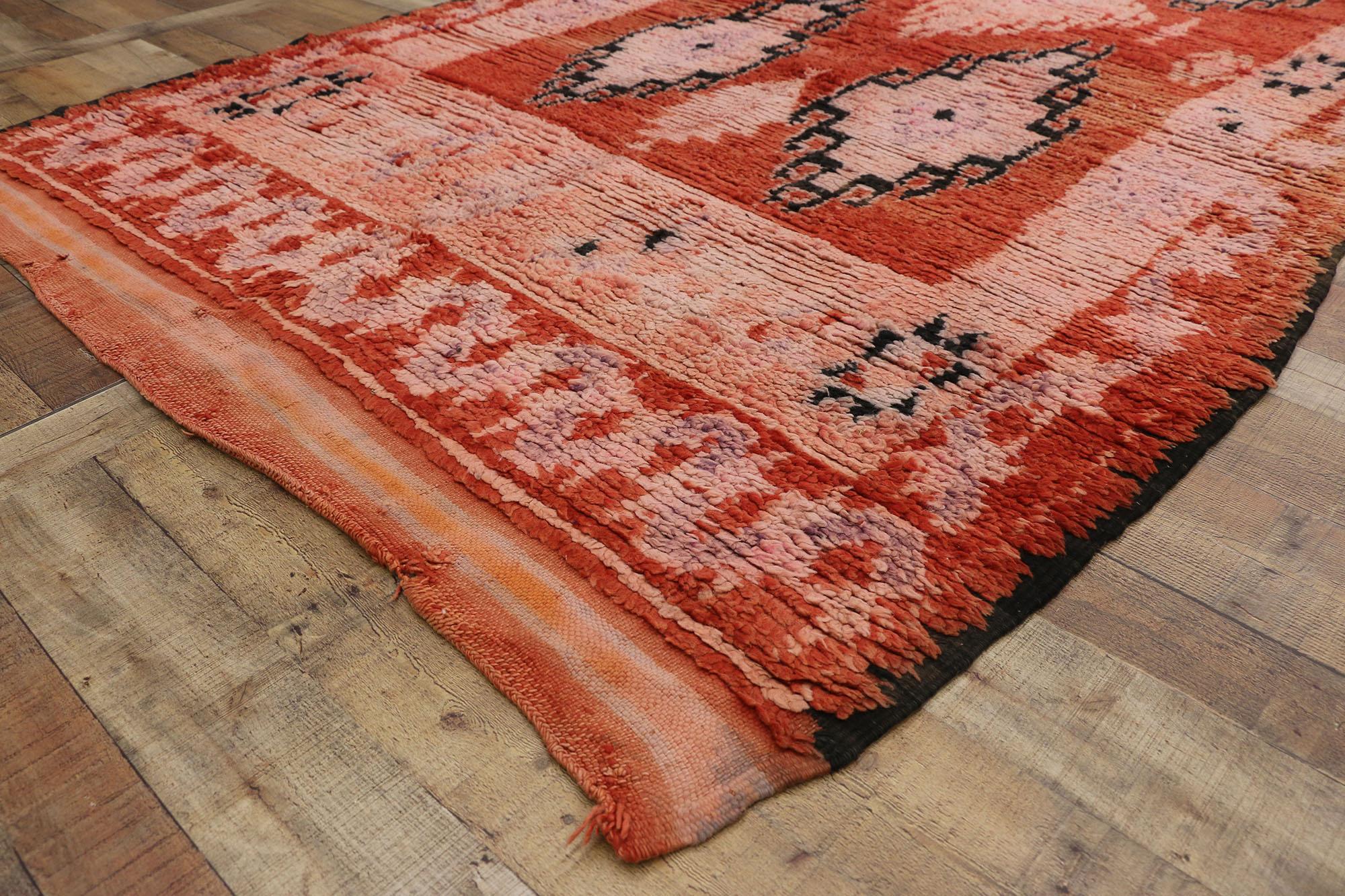 Hand-Knotted Vintage Boujad Moroccan Rug For Sale