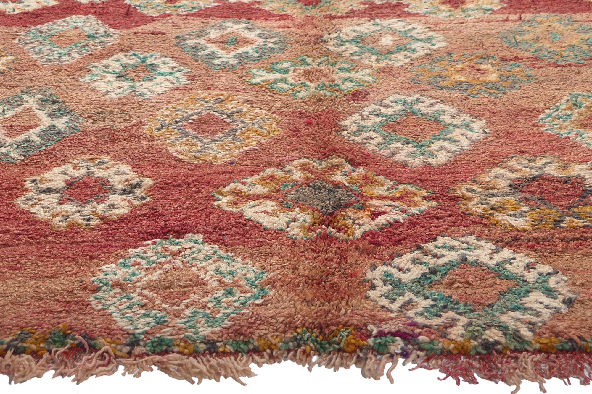 Hand-Knotted Vintage Boujad Moroccan Rug, Midcentury Modern Meets Biophilic Design For Sale