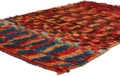 Marokkanischer Boujad-Teppich im Vintage-Stil, Mid-Century Modern Meets Boho Chic