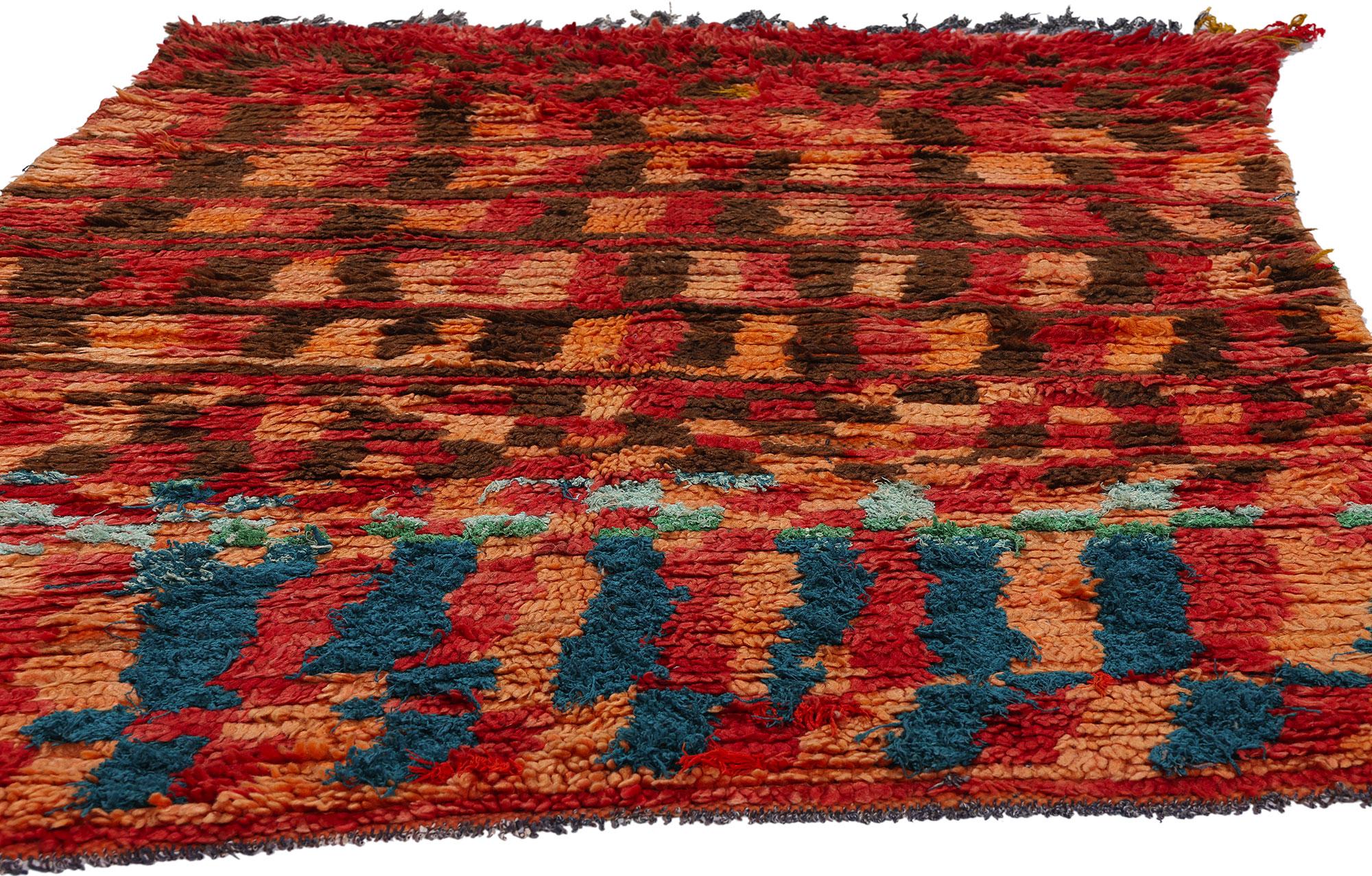 Mid-Century Modern Tapis marocain vintage Boujad, mi-siècle moderne rencontre le Boho Chic en vente